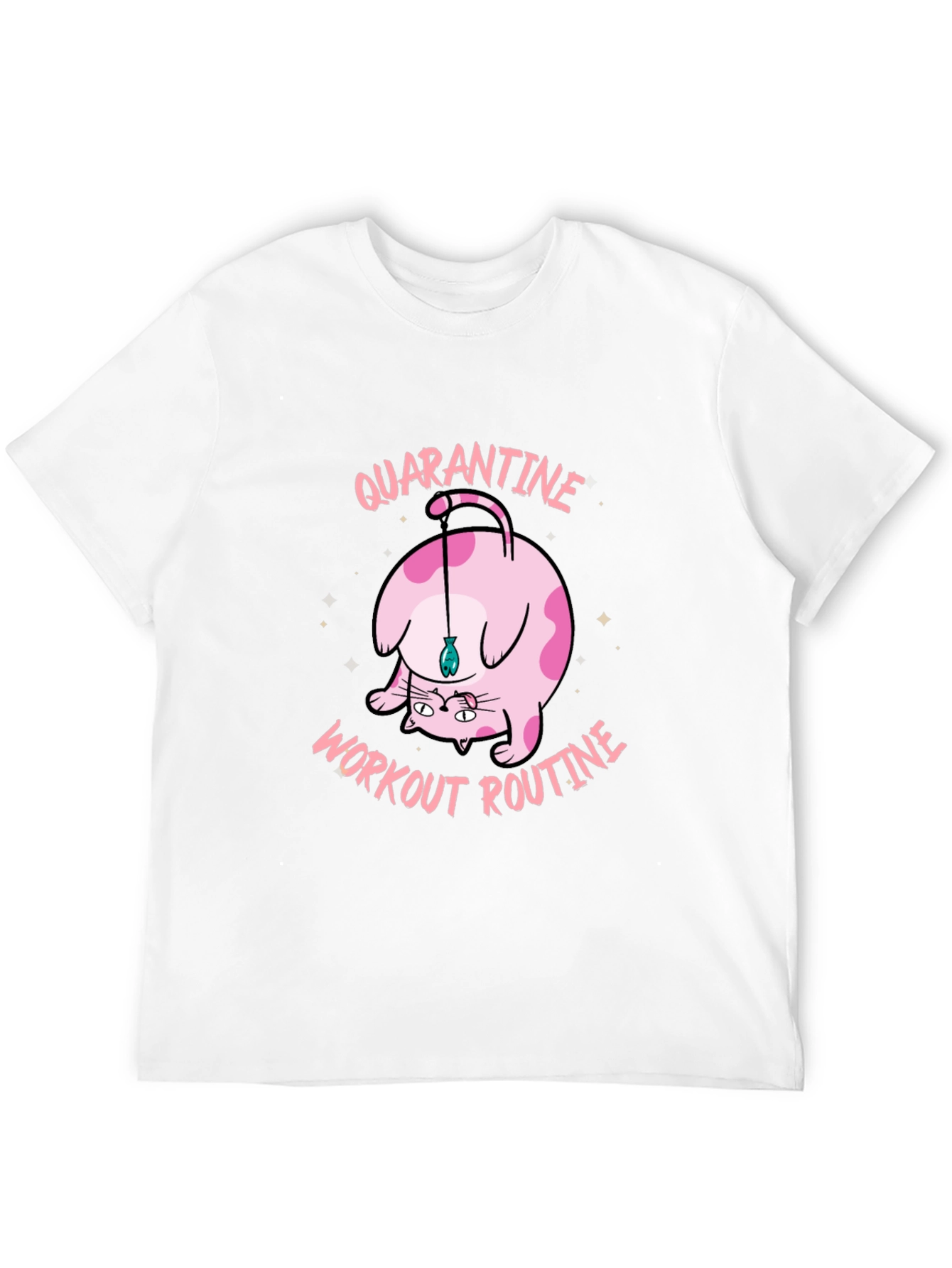 Quarantine Workout Routine Cat Graphic T-Shirt
