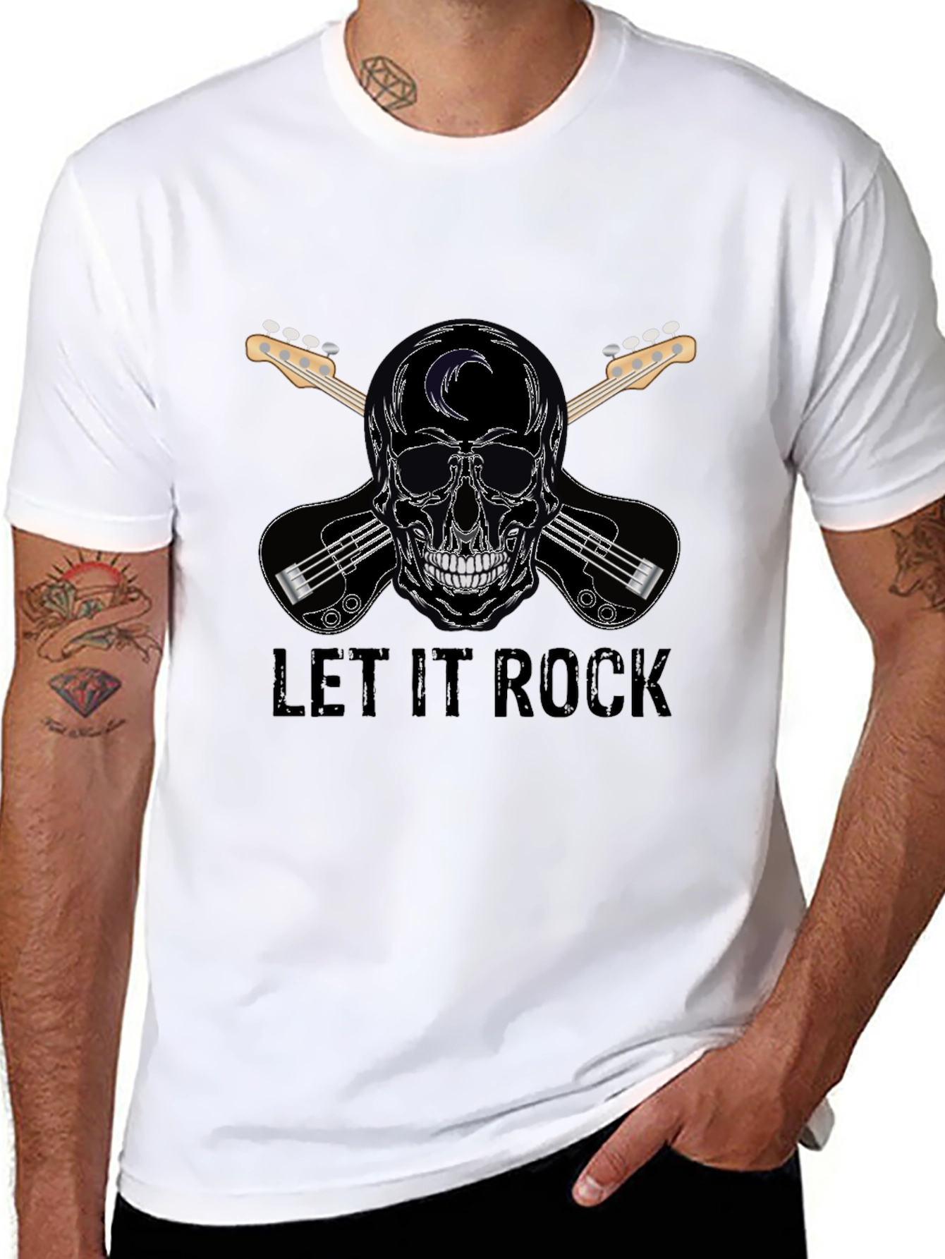 Let It Rock Skull & Guitar T-Shirt