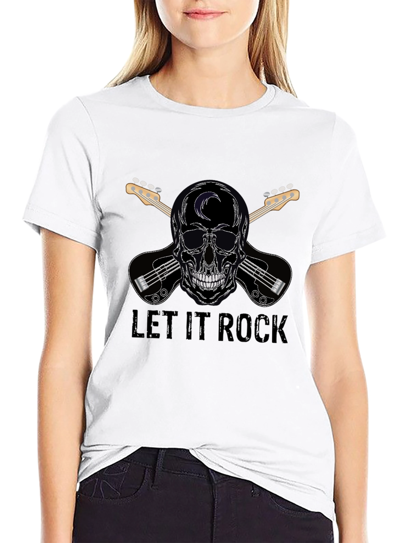 Let It Rock Skull & Guitar T-Shirt