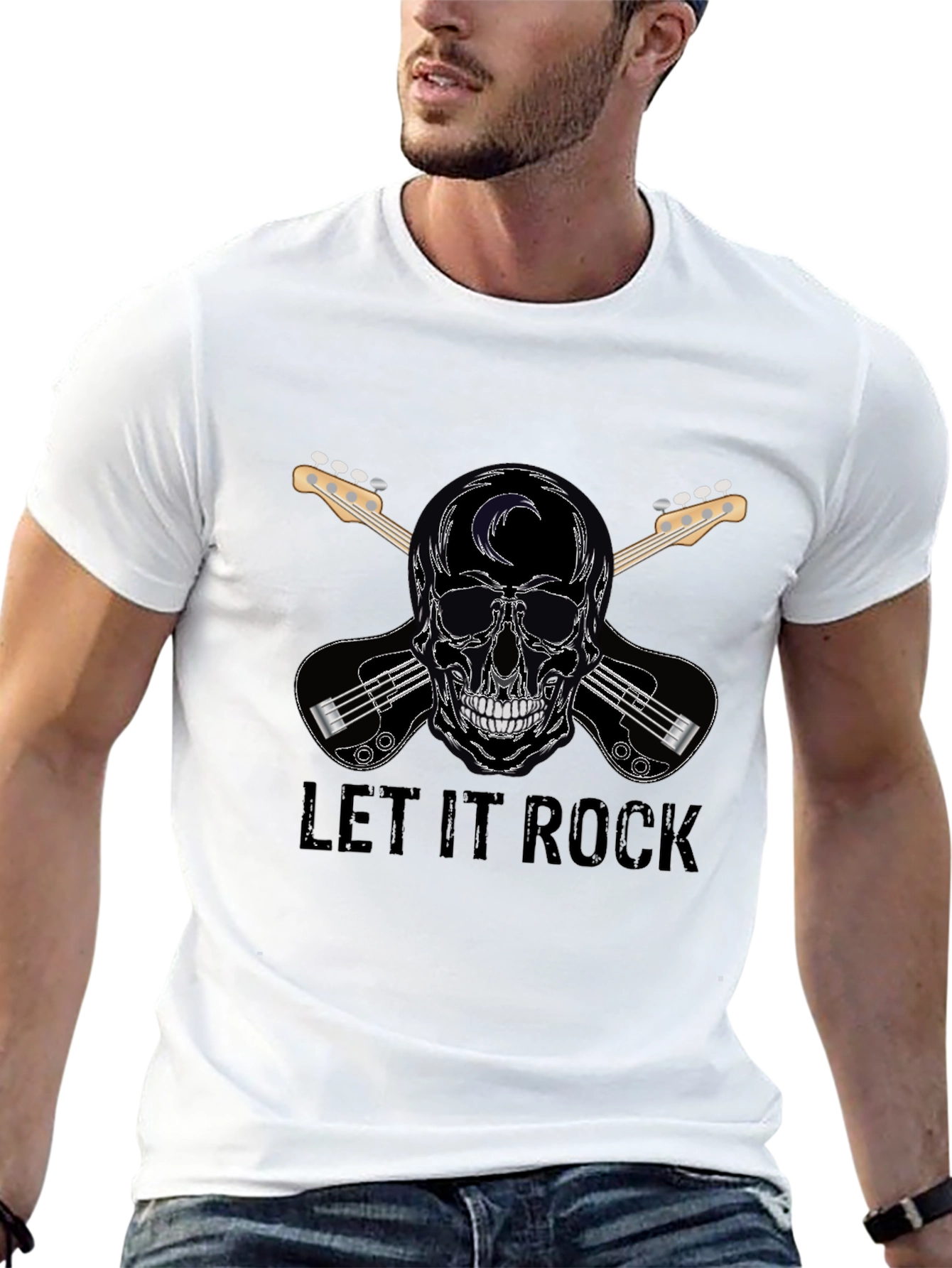 Let It Rock Skull & Guitar T-Shirt
