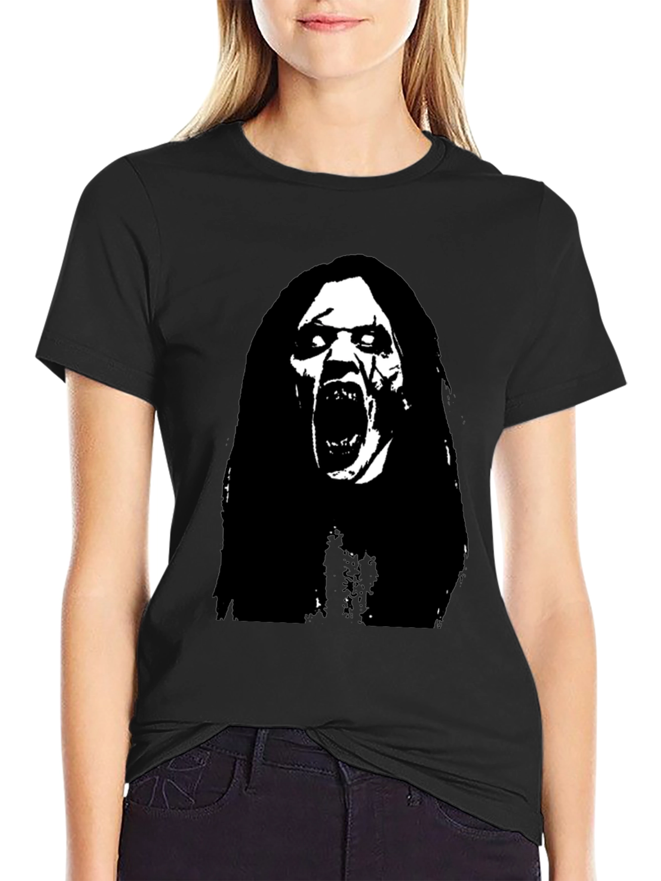 Horror Scream Graphic Black T-Shirt
