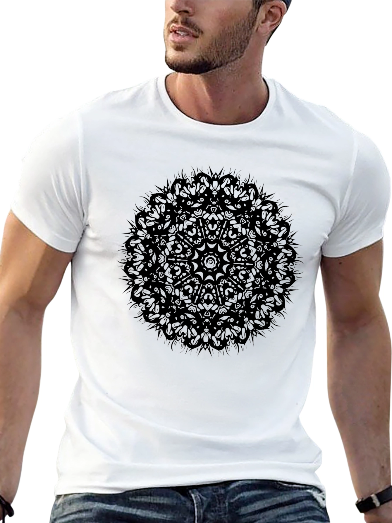 Black Mandala Print Graphic Tee