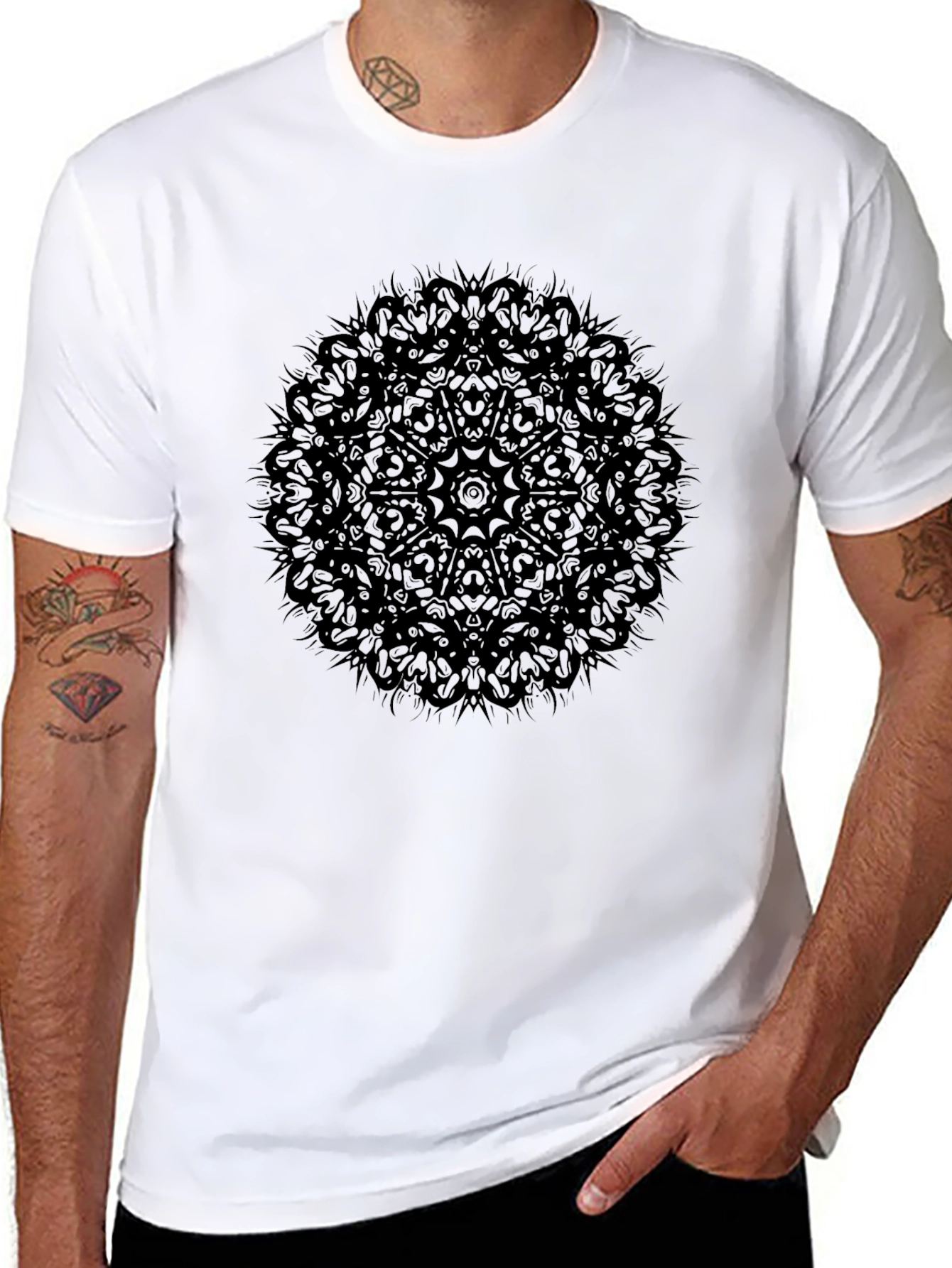 Black Mandala Print Graphic Tee