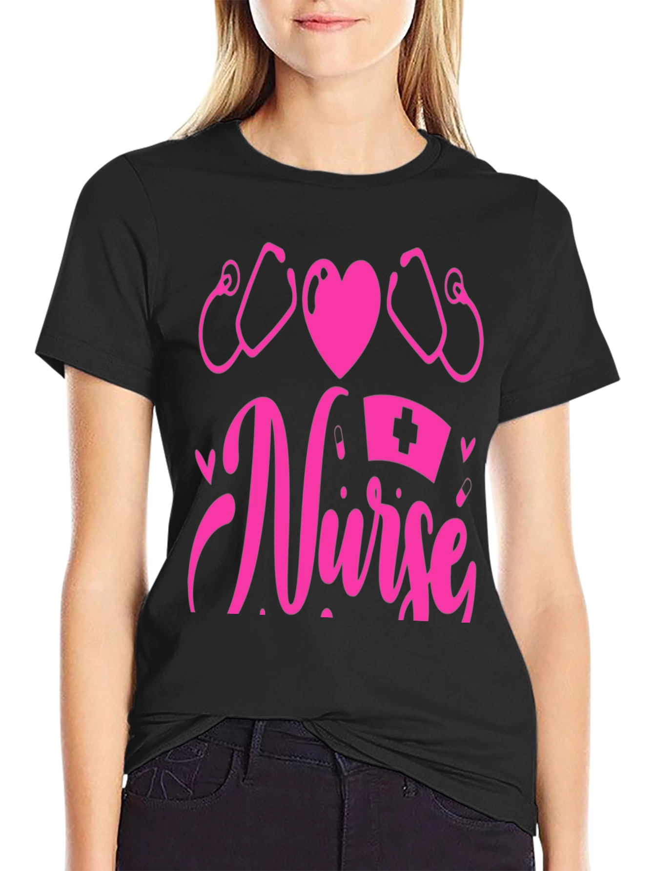 Nurse Graphic T-Shirt - Heart & Stethoscope