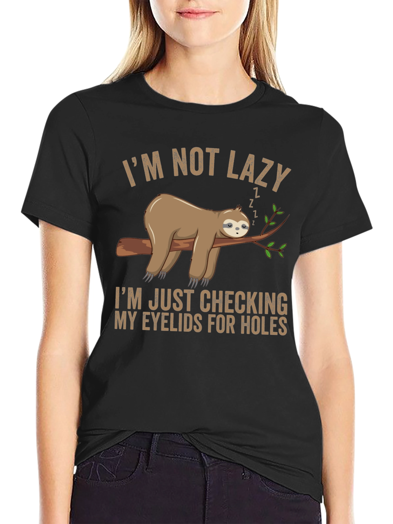 Funny Sloth Lazy Eyelids Graphic T-Shirt