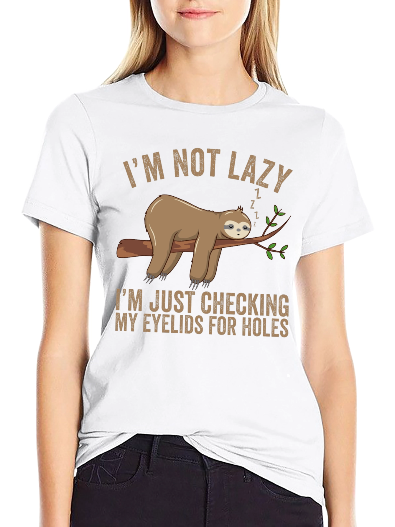 Funny Sloth Lazy Eyelids Graphic T-Shirt