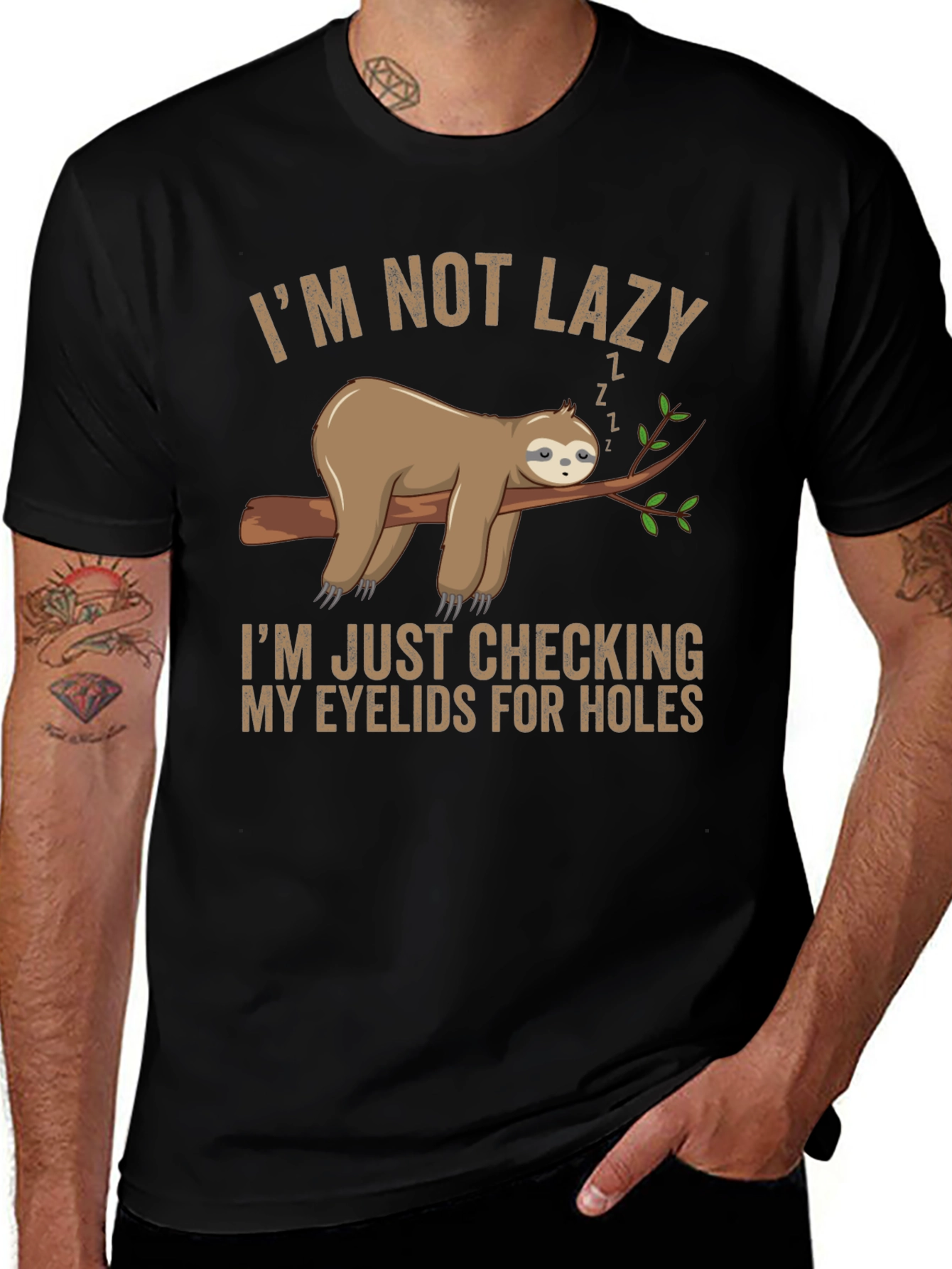 Funny Sloth Lazy Eyelids Graphic T-Shirt