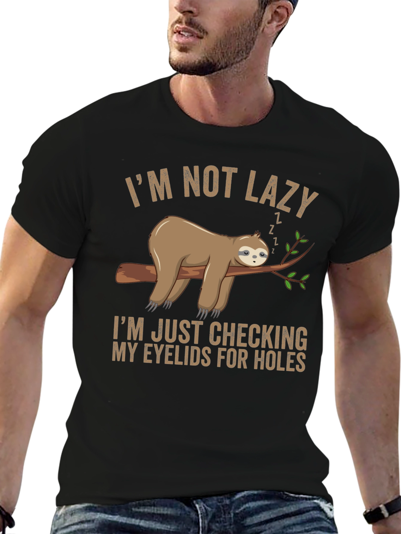 Funny Sloth Lazy Eyelids Graphic T-Shirt