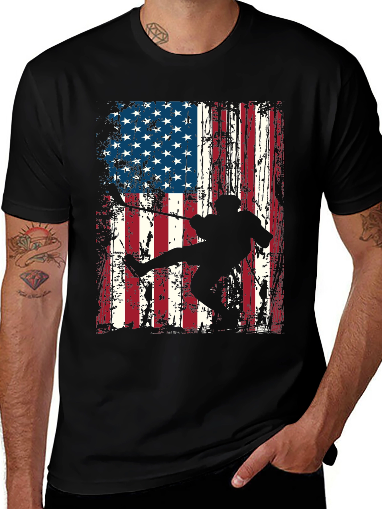 American Flag Karate Graphic T-Shirt