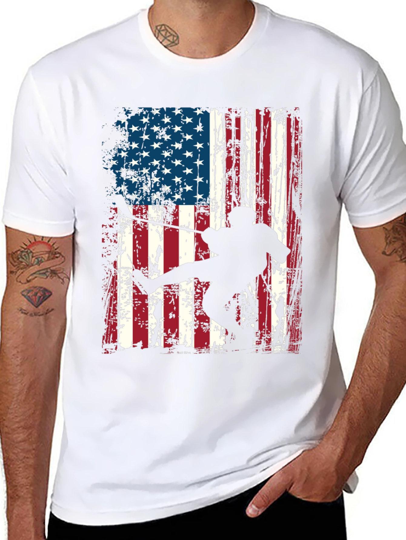 American Flag Karate Graphic T-Shirt