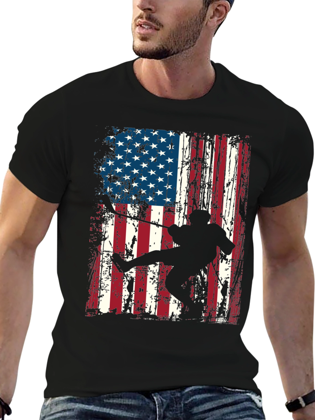 American Flag Karate Graphic T-Shirt