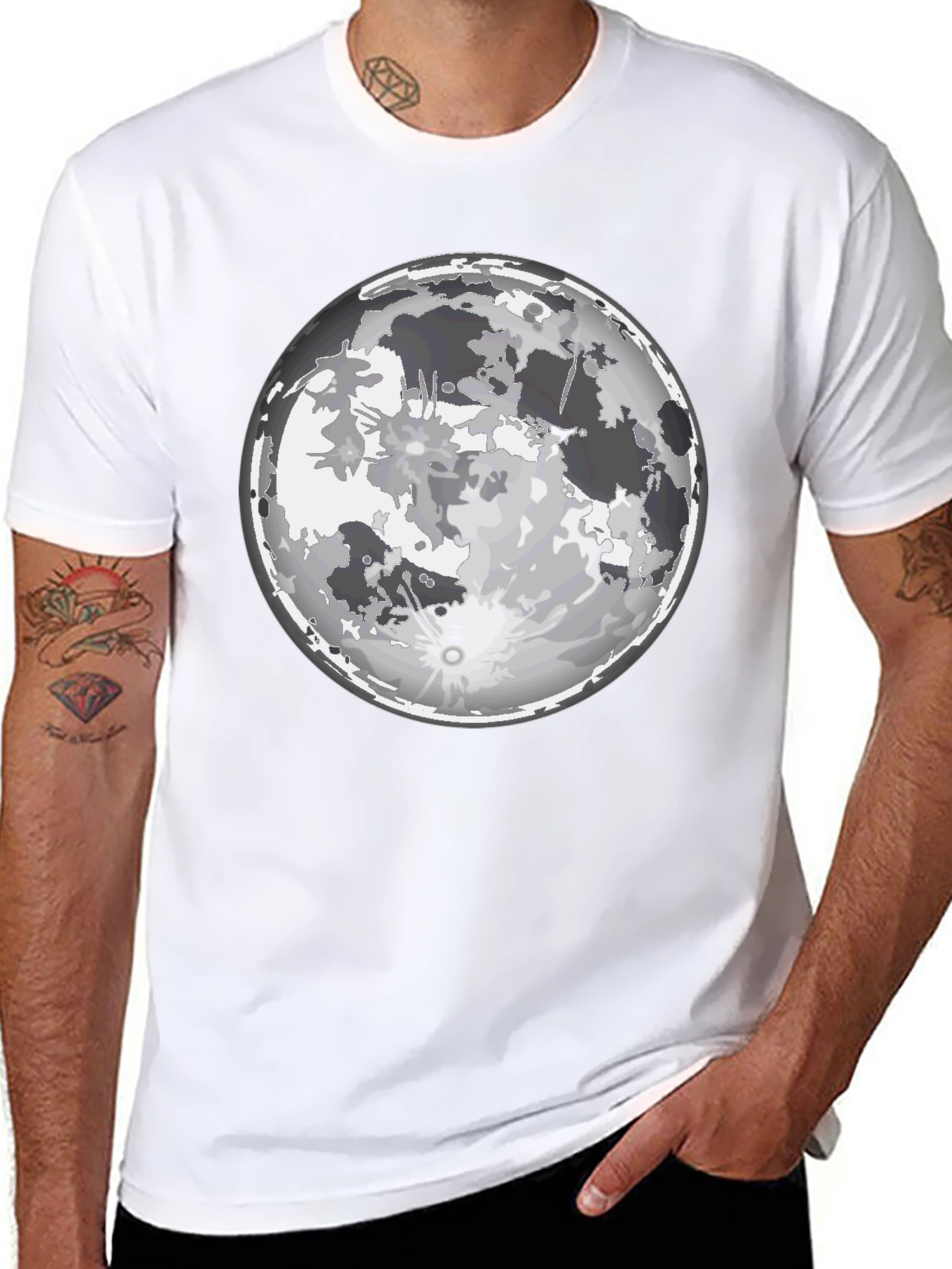 Lunar Graphic Tee - Full Moon Print Black T-Shirt