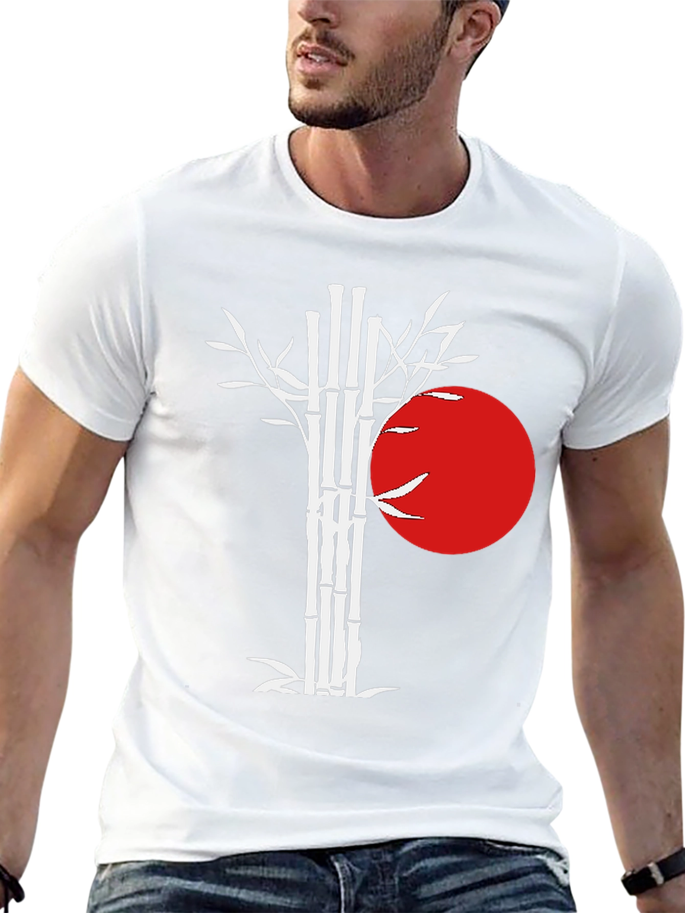 Bamboo & Rising Sun Graphic Tee - Black