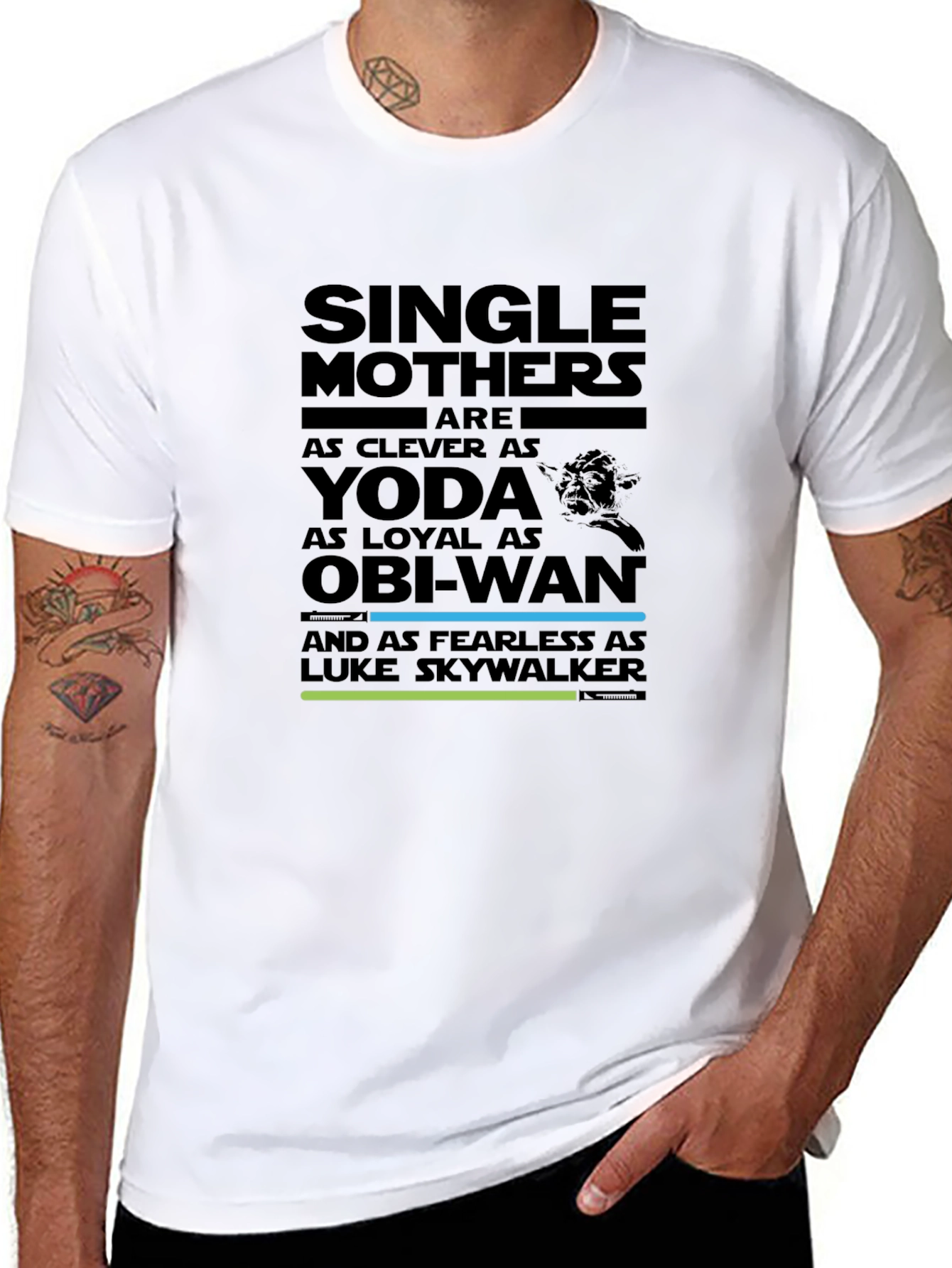 Single Mothers Star Wars T-Shirt: Yoda Obi-Wan Luke
