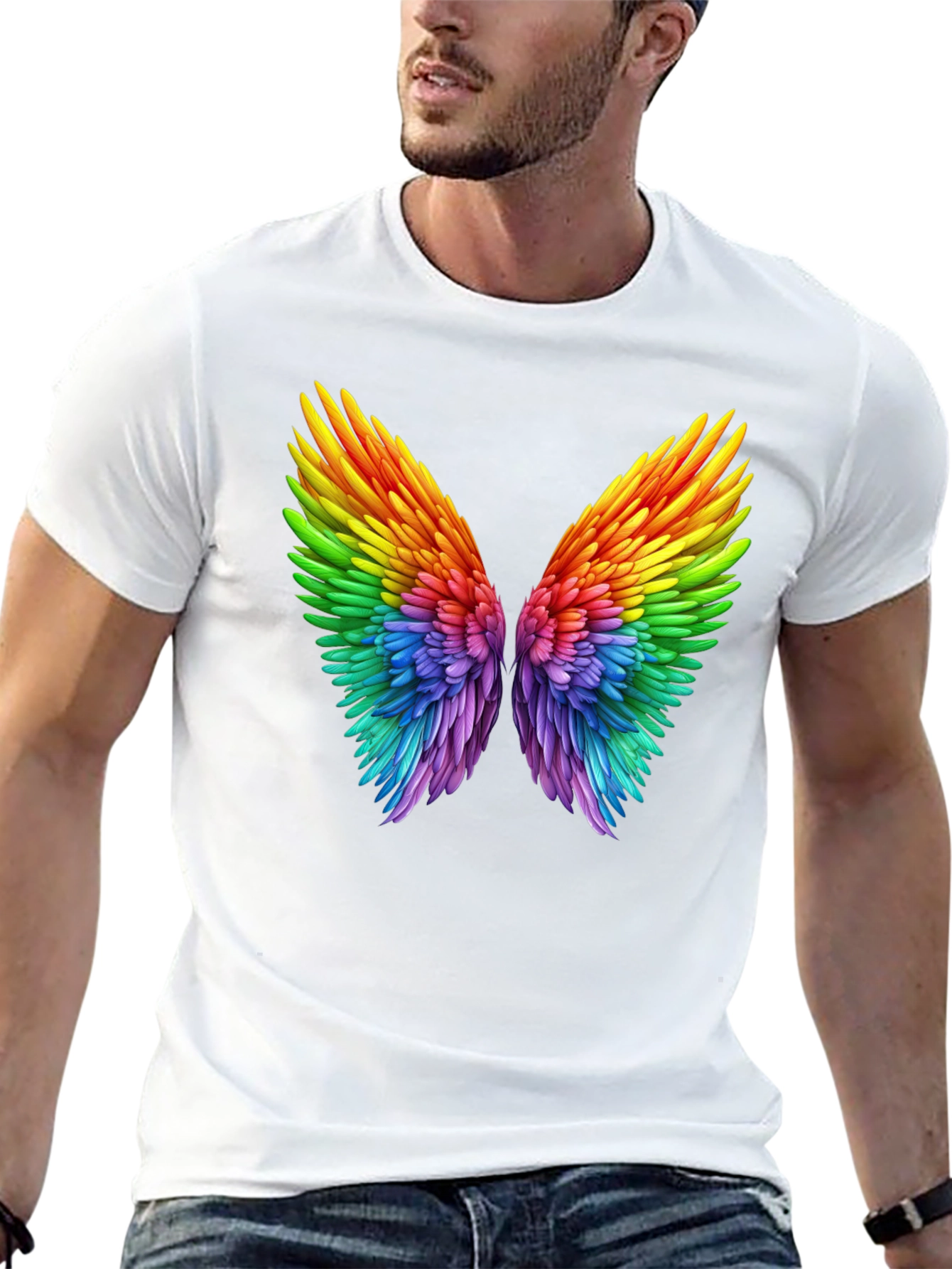 Rainbow Wings Graphic Black T-Shirt