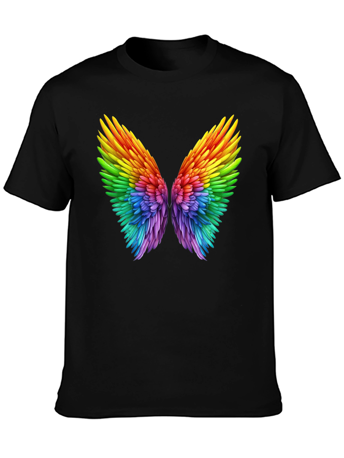 Rainbow Wings Graphic Black T-Shirt