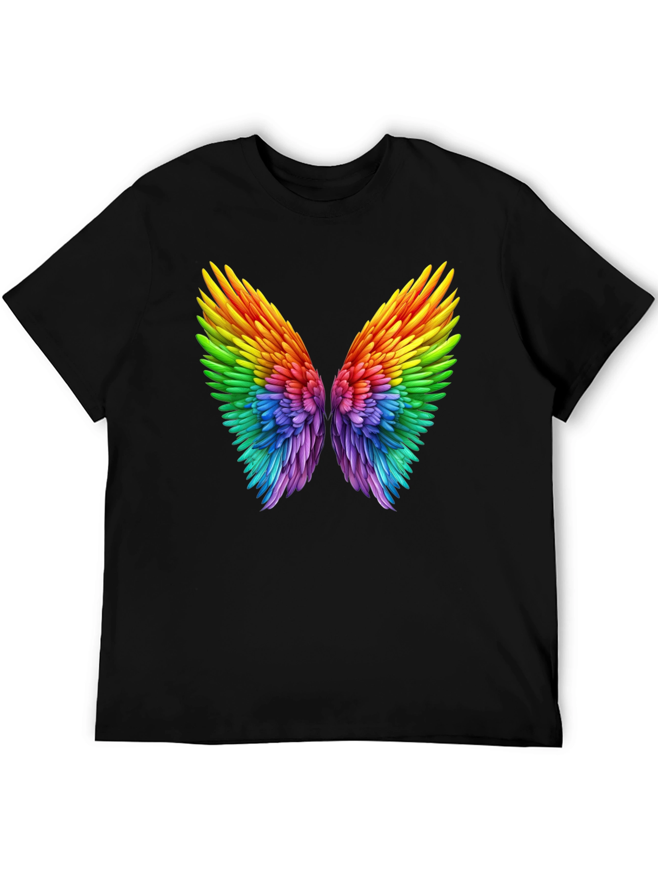 Rainbow Wings Graphic Black T-Shirt