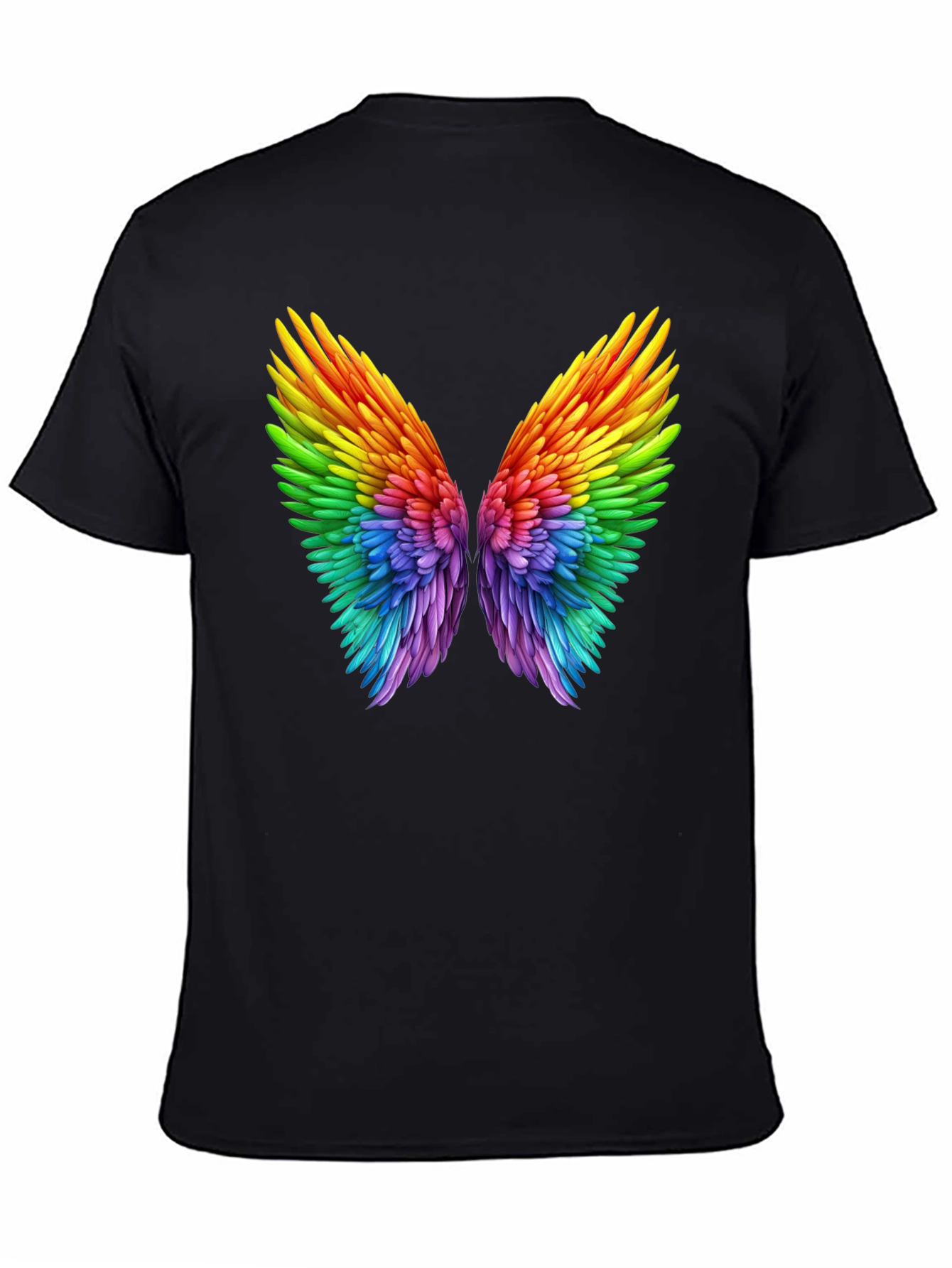 Rainbow Wings Graphic Black T-Shirt