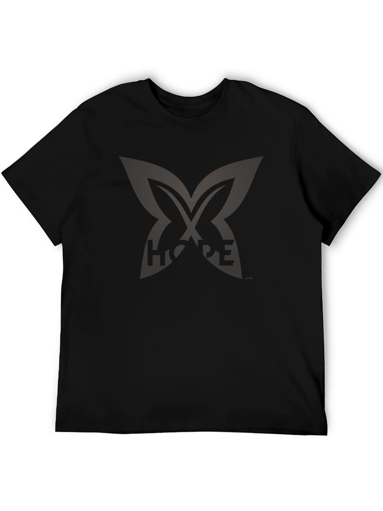Mens Black T-Shirt with Butterfly Logo Design