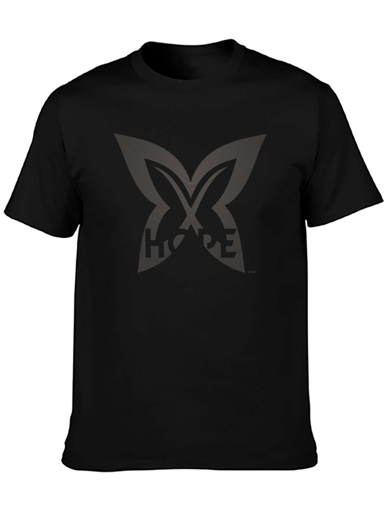 Mens Black T-Shirt with Butterfly Logo Design