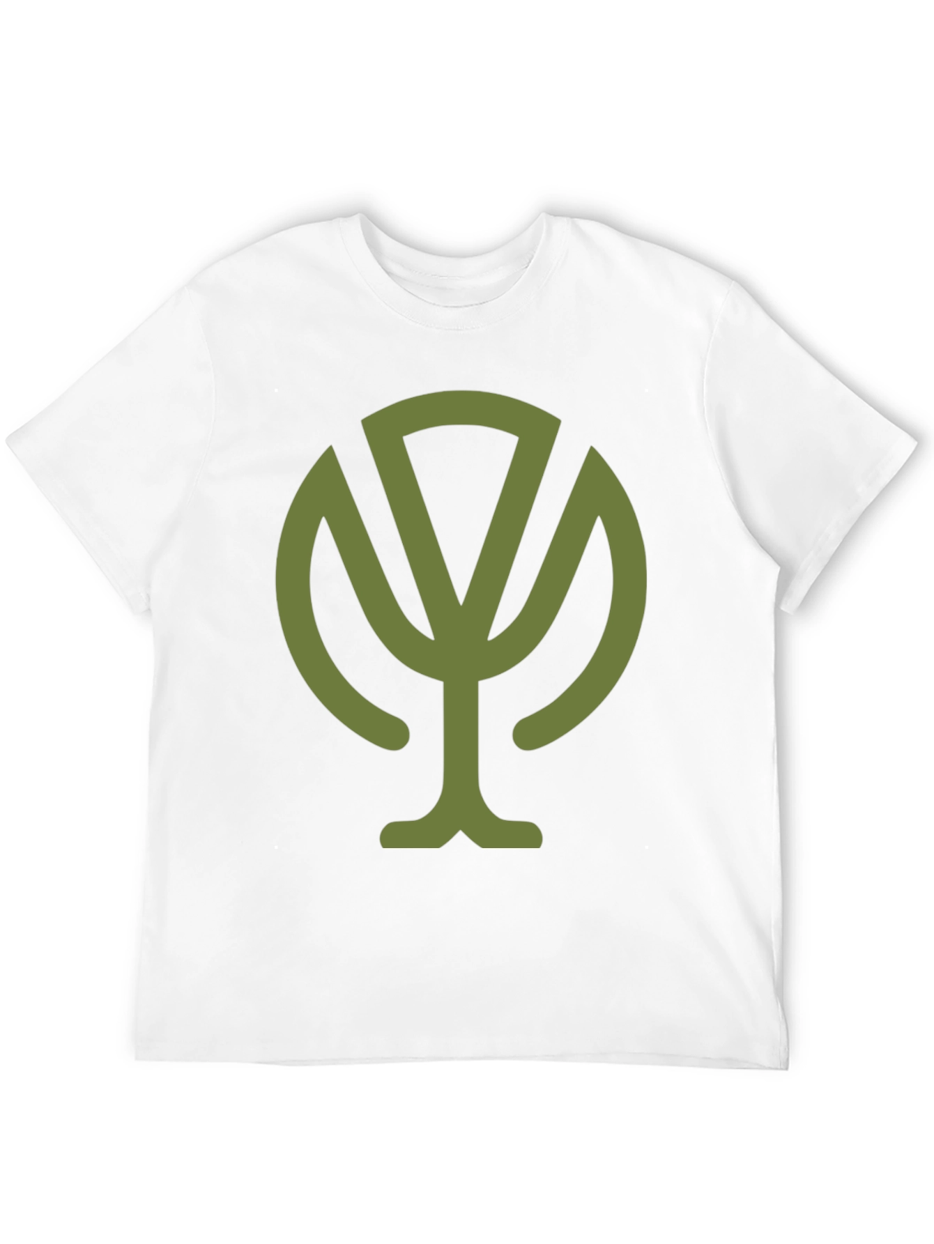 Olive Green Tree Graphic Black T-Shirt