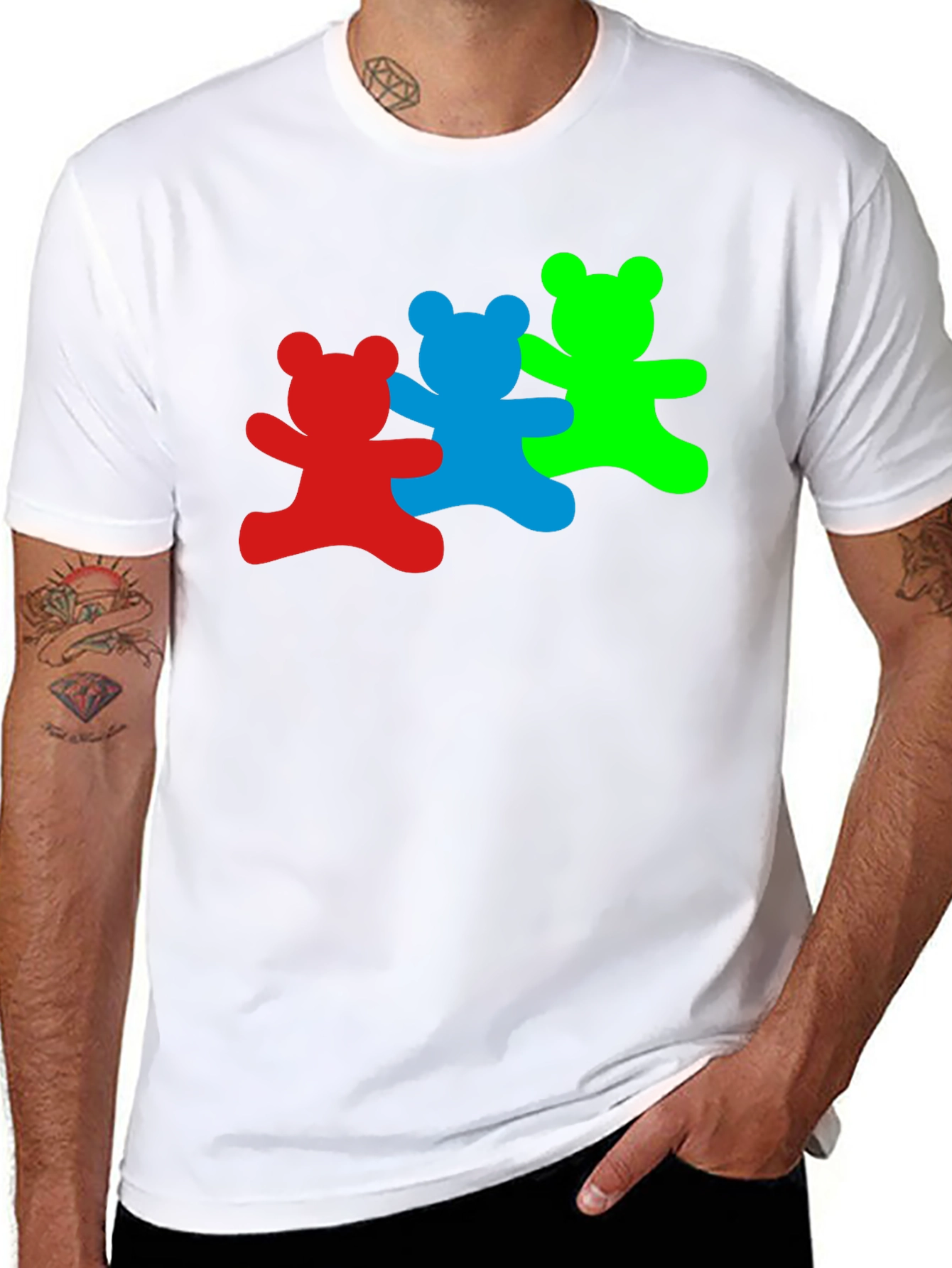 Dancing Bears Graphic Tee - Black Cotton T-Shirt
