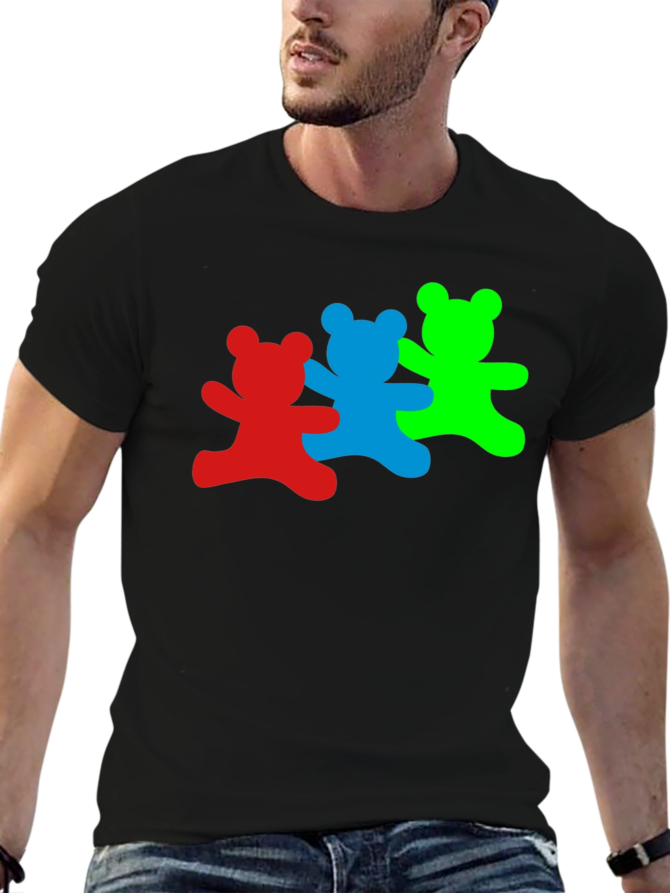Dancing Bears Graphic Tee - Black Cotton T-Shirt
