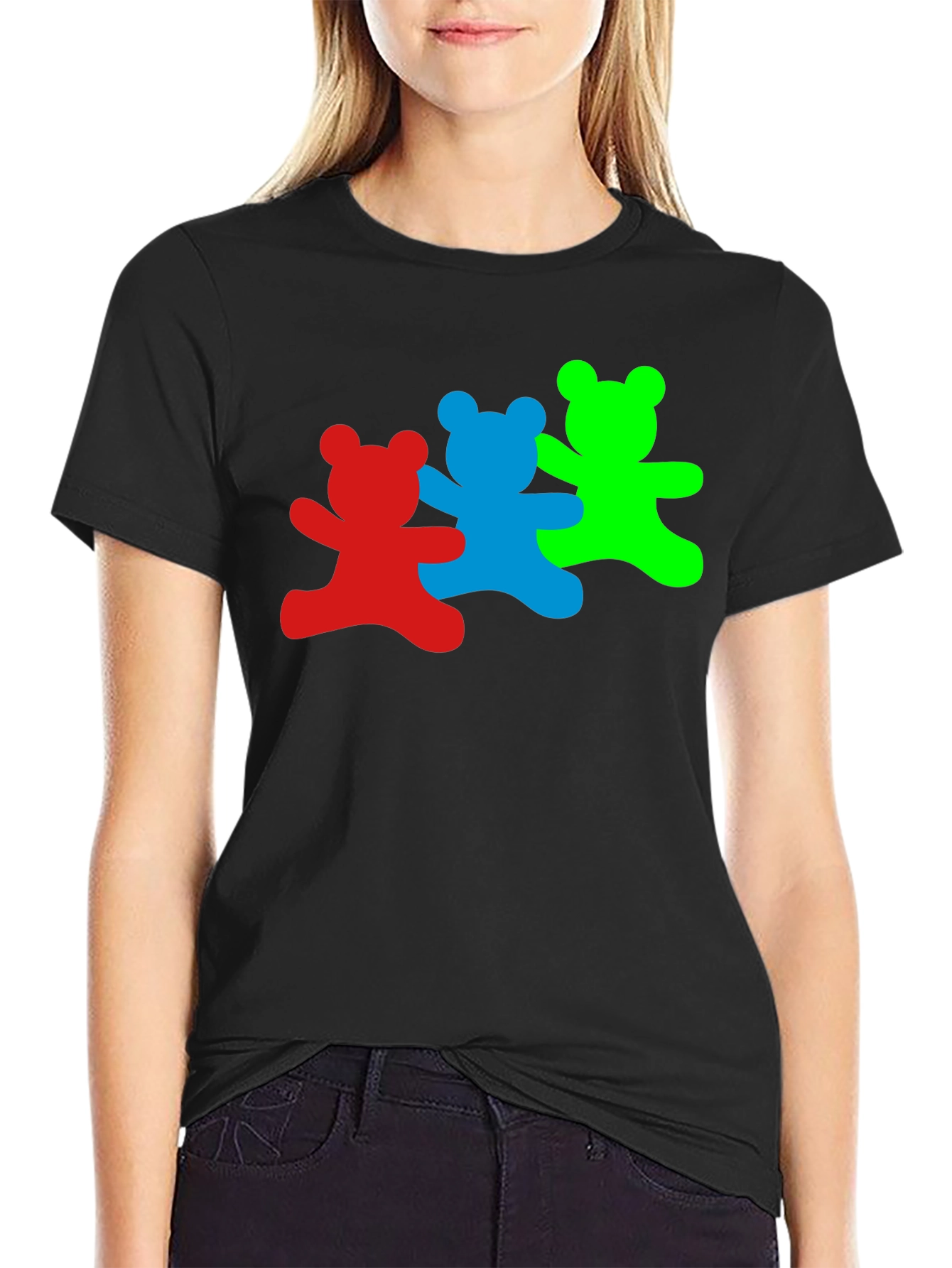Dancing Bears Graphic Tee - Black Cotton T-Shirt