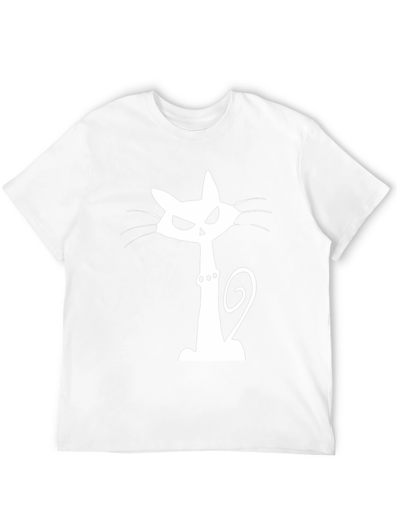 Spooky Cat Graphic Tee - Black Cotton T-Shirt