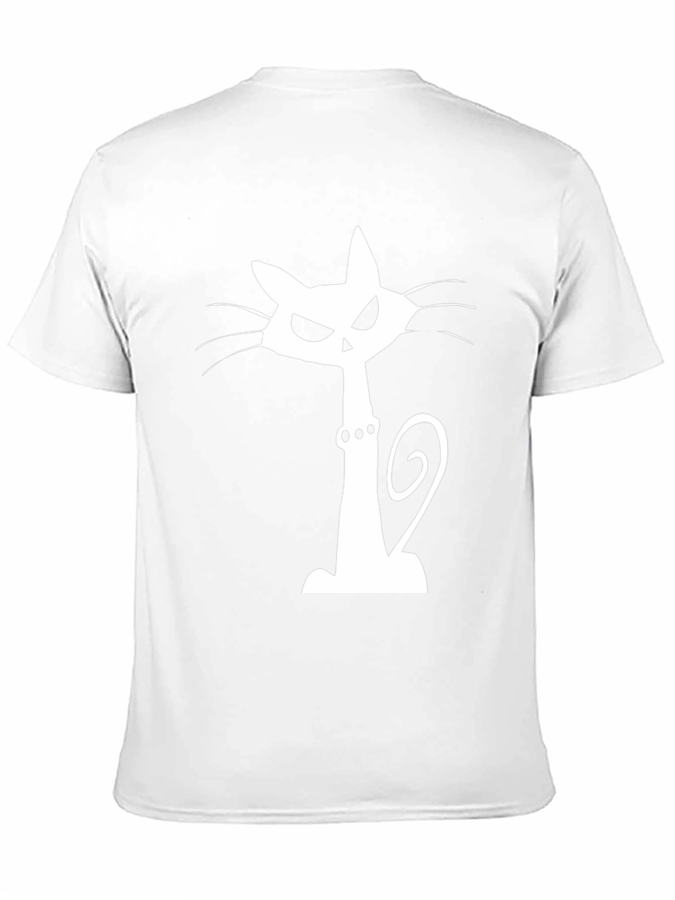 Spooky Cat Graphic Tee - Black Cotton T-Shirt