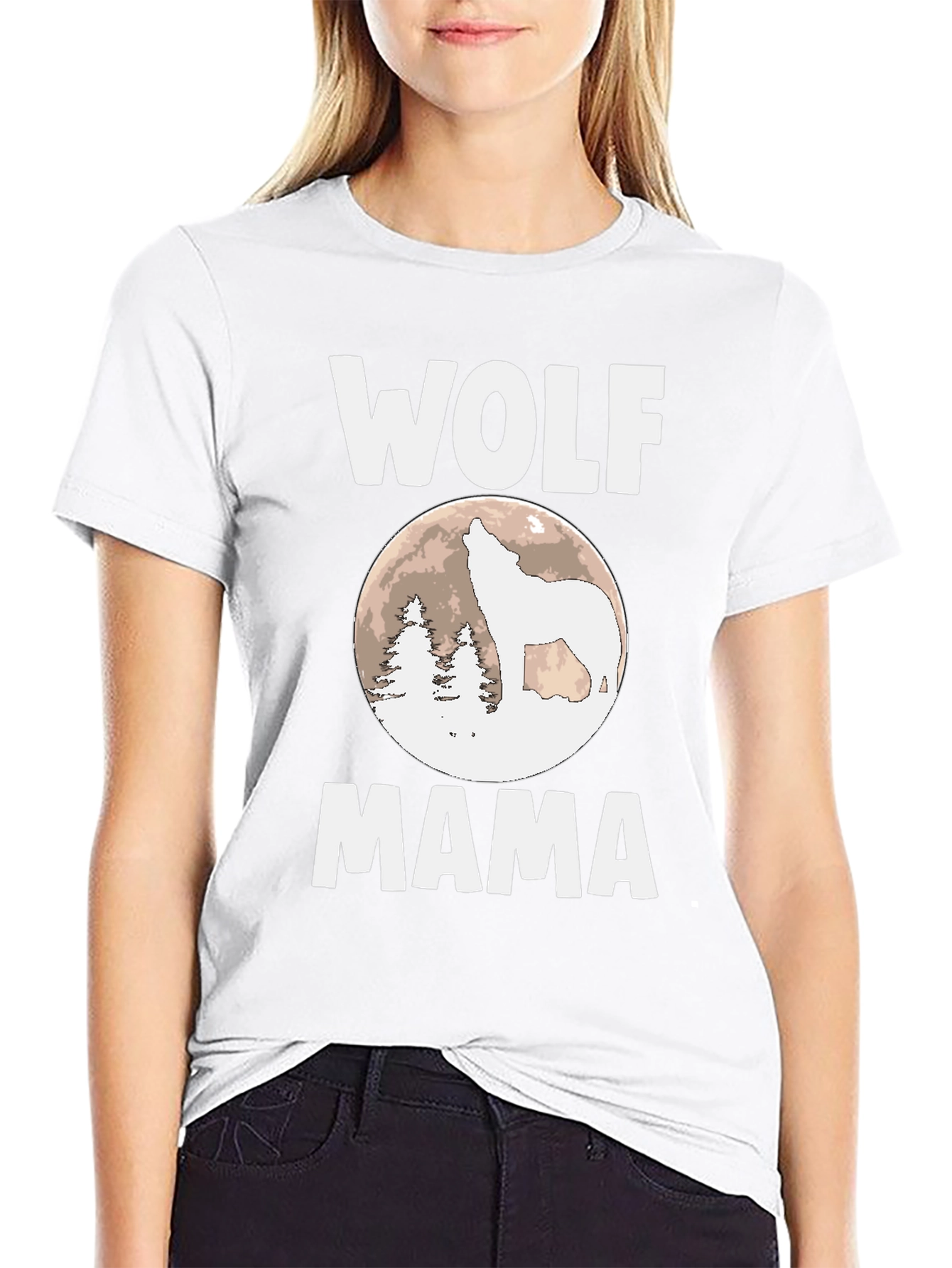 Wolf Mama Graphic T-Shirt - Black Cotton Tee