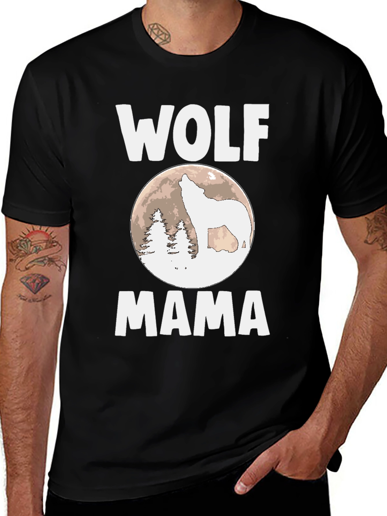Wolf Mama Graphic T-Shirt - Black Cotton Tee