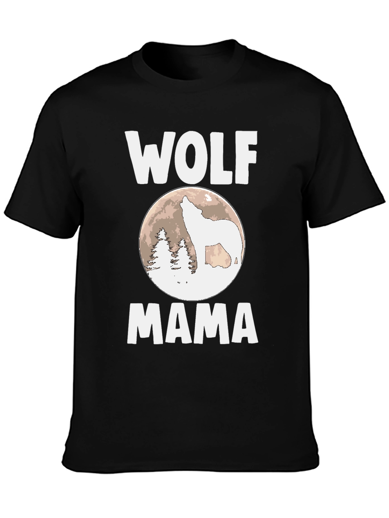 Wolf Mama Graphic T-Shirt - Black Cotton Tee