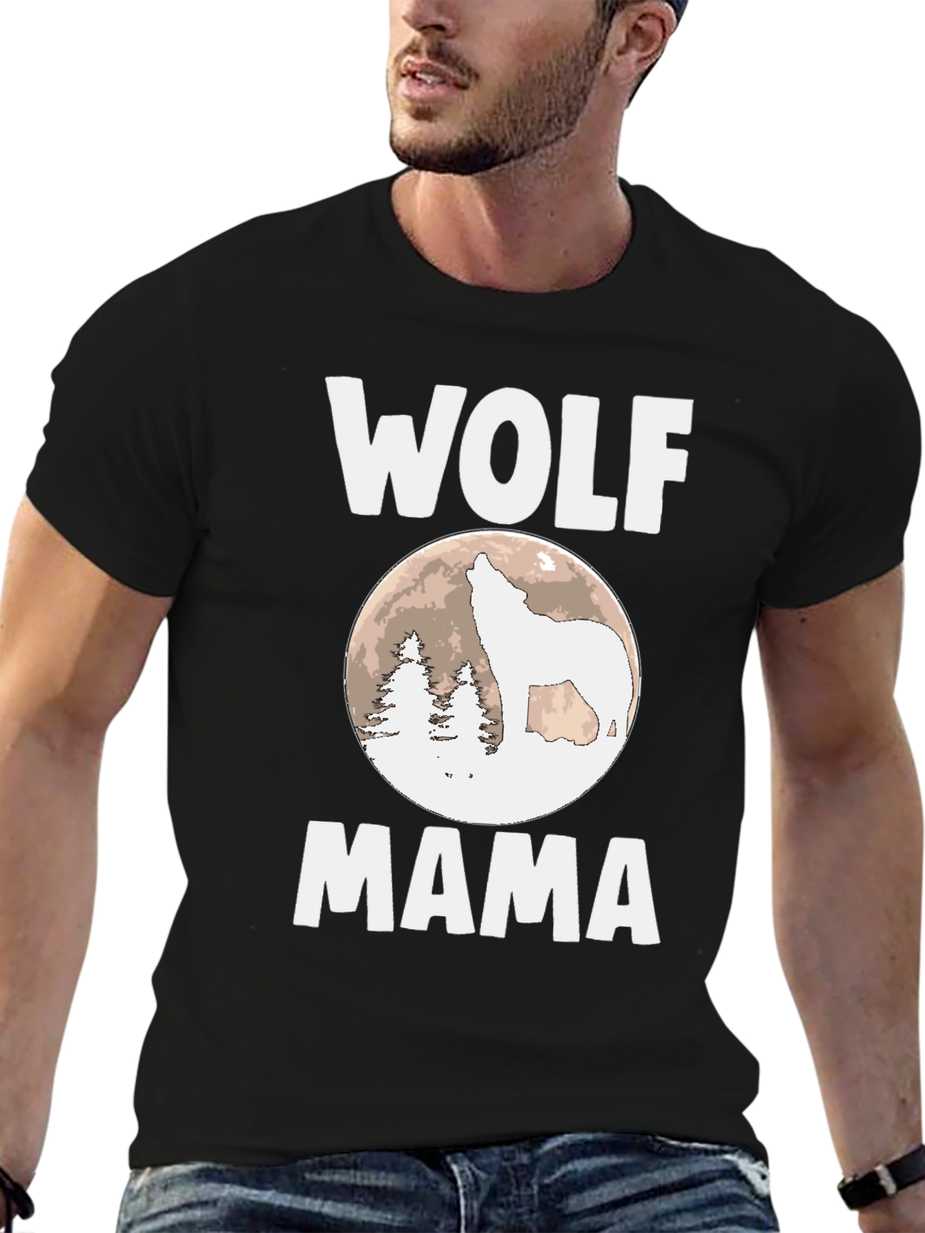Wolf Mama Graphic T-Shirt - Black Cotton Tee
