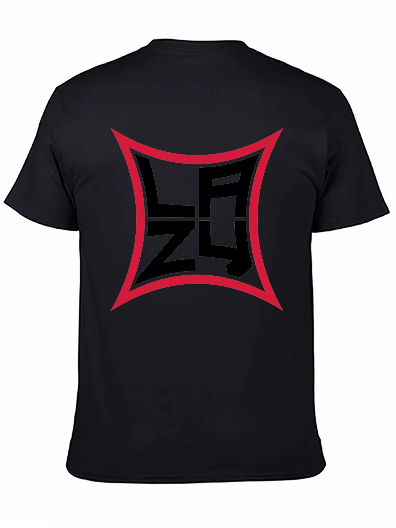 Mens Black Graphic T-Shirt with Red Border Logo