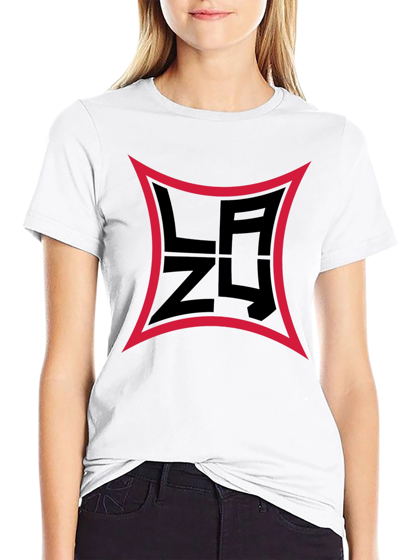 Mens Black Graphic T-Shirt with Red Border Logo