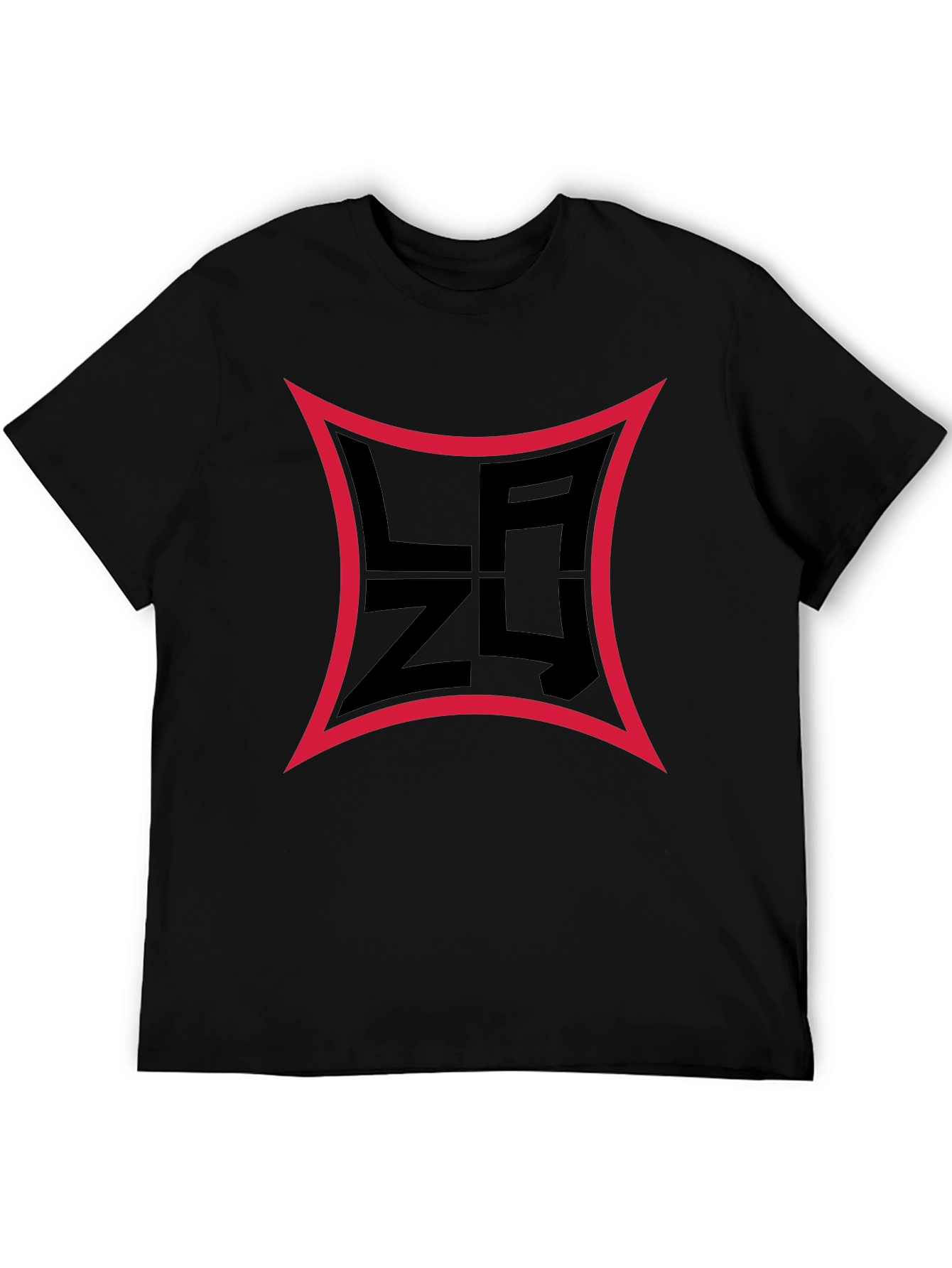 Mens Black Graphic T-Shirt with Red Border Logo