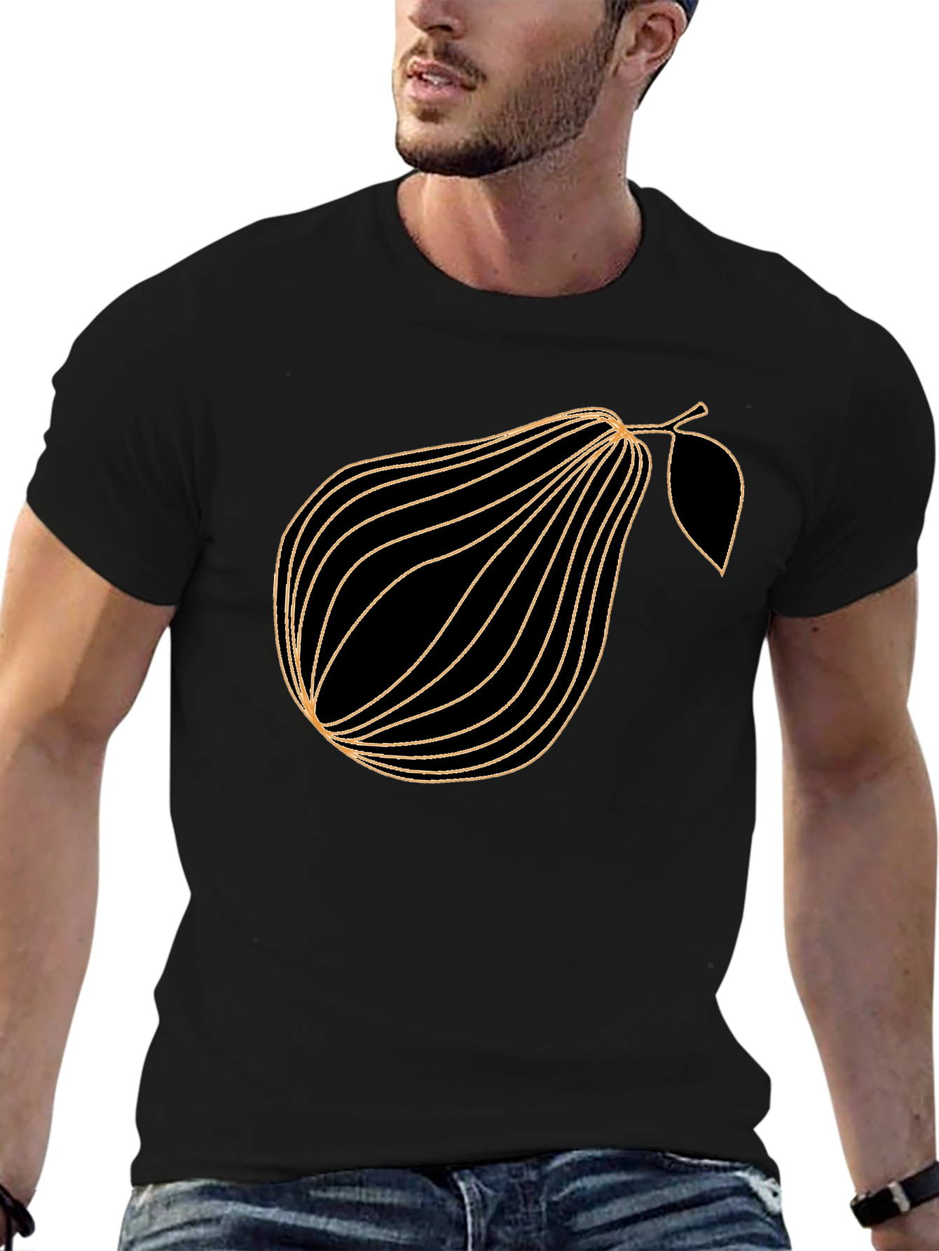 Mens Black Pear Graphic T-Shirt