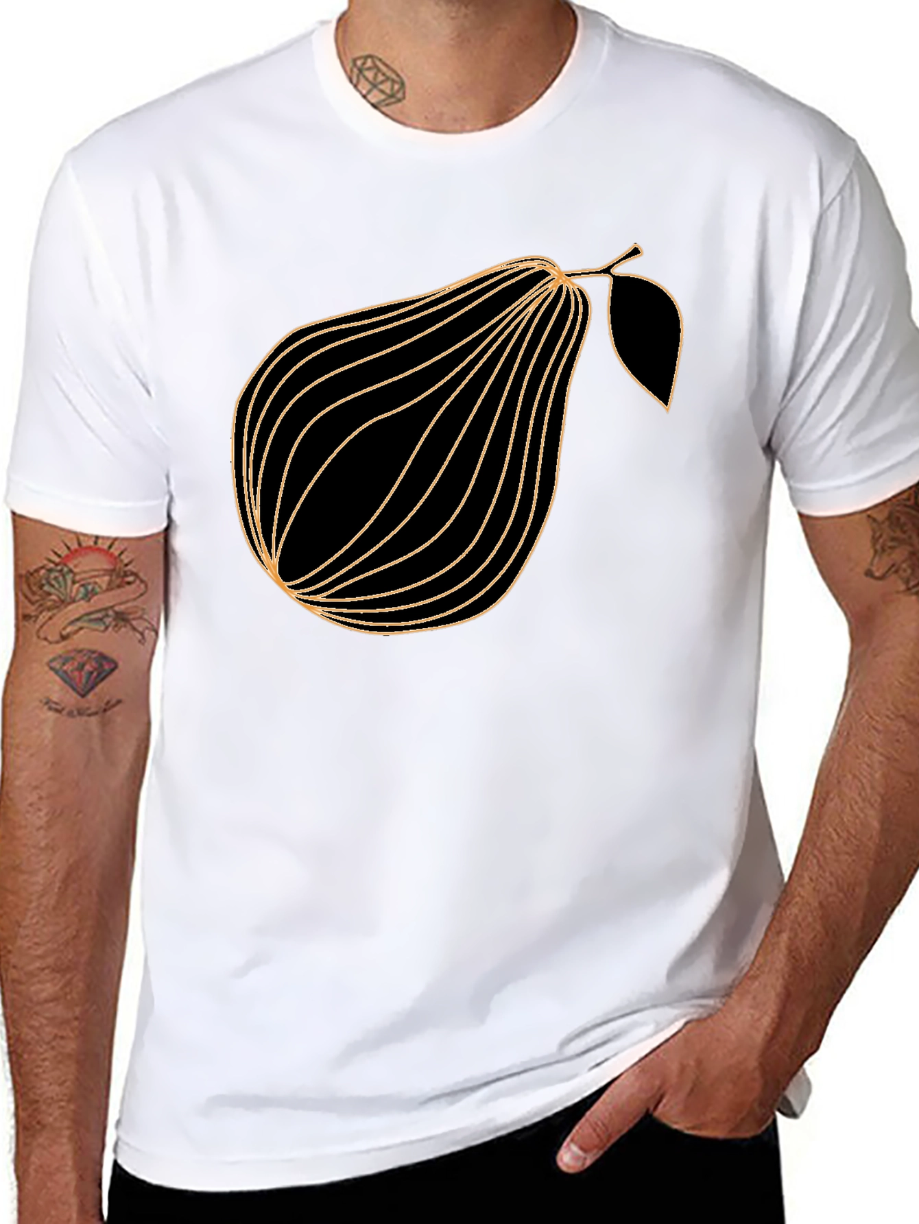 Mens Black Pear Graphic T-Shirt