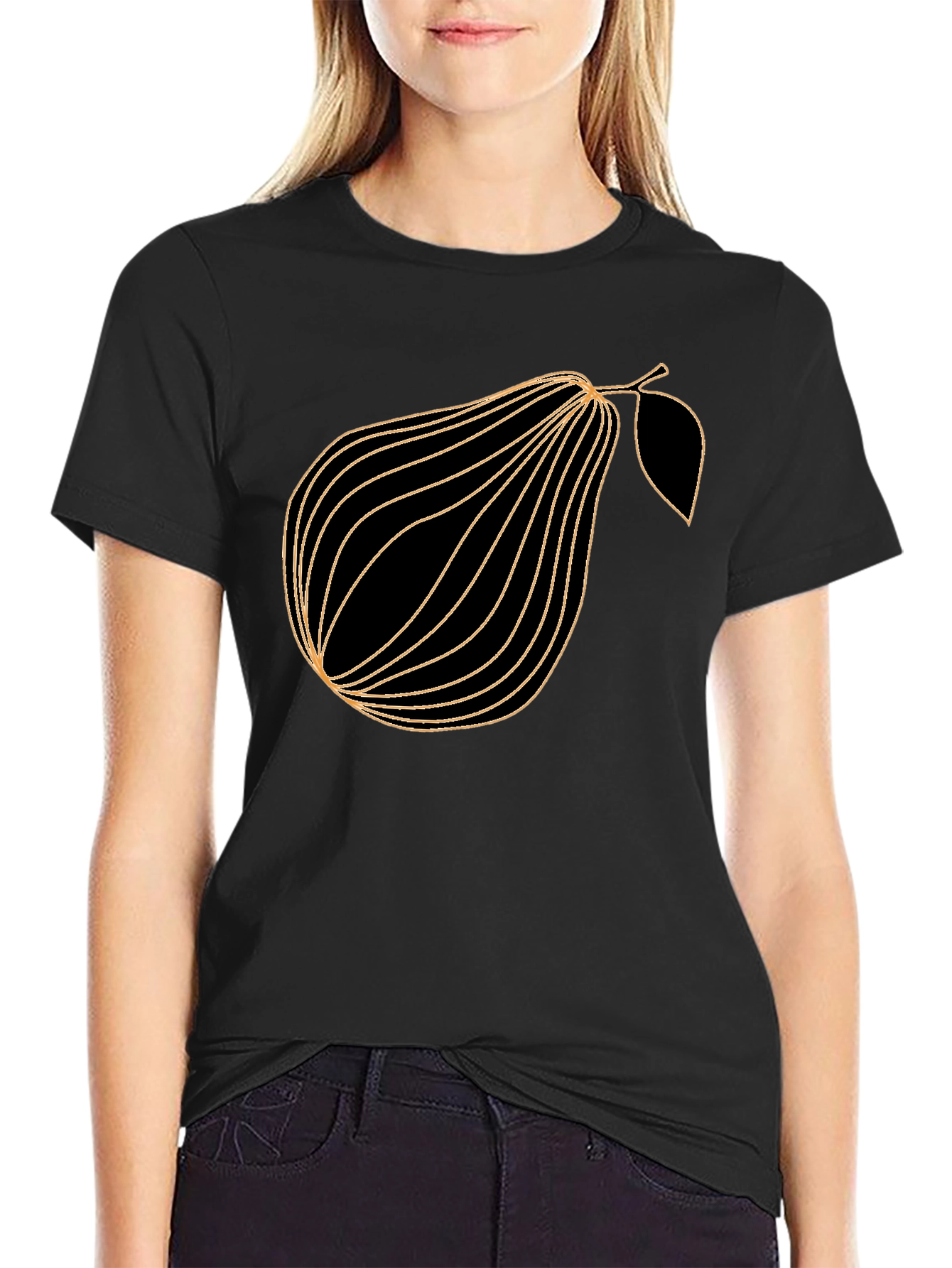 Mens Black Pear Graphic T-Shirt