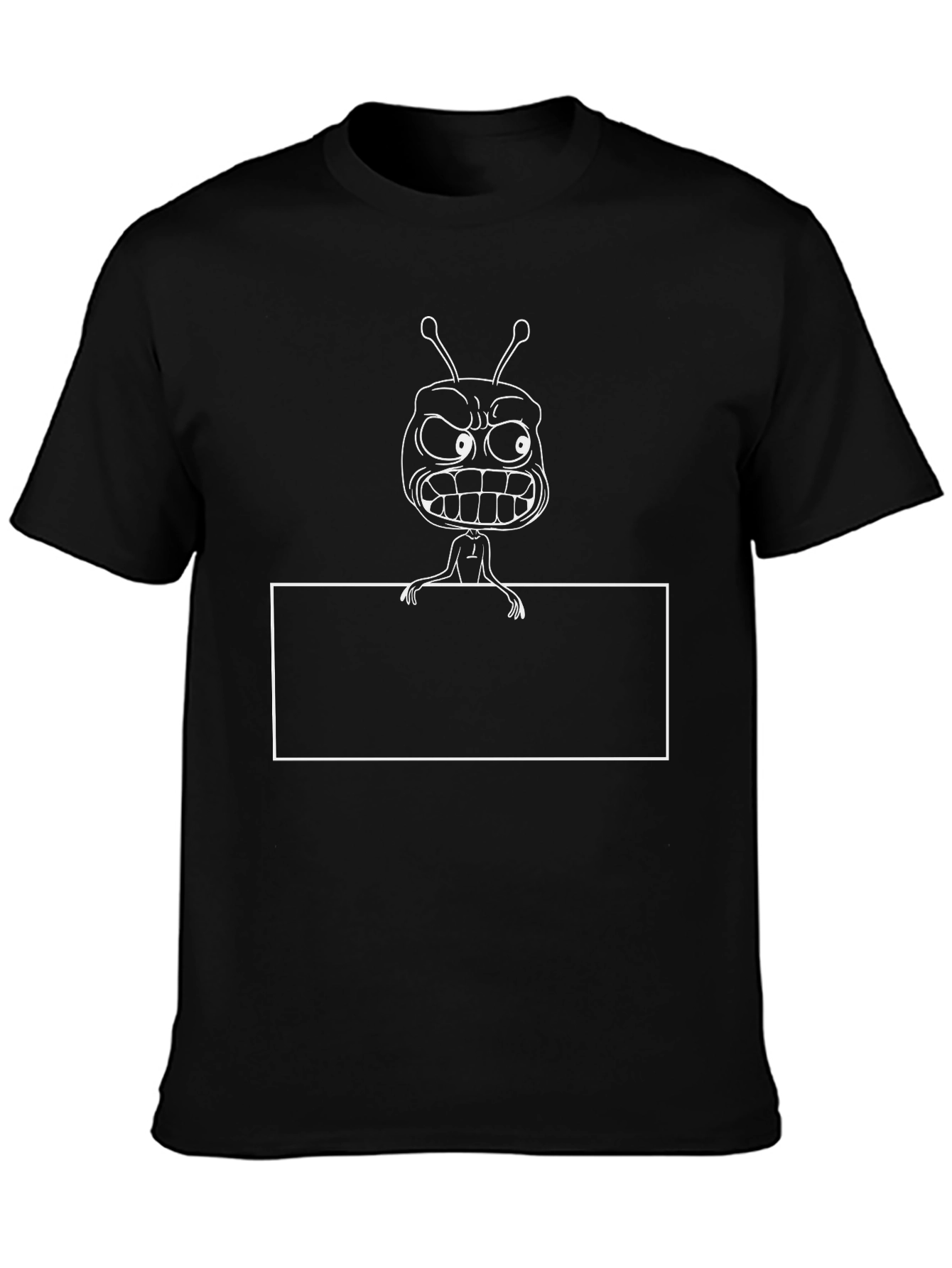 Mens Black T-Shirt with Cartoon Graphic