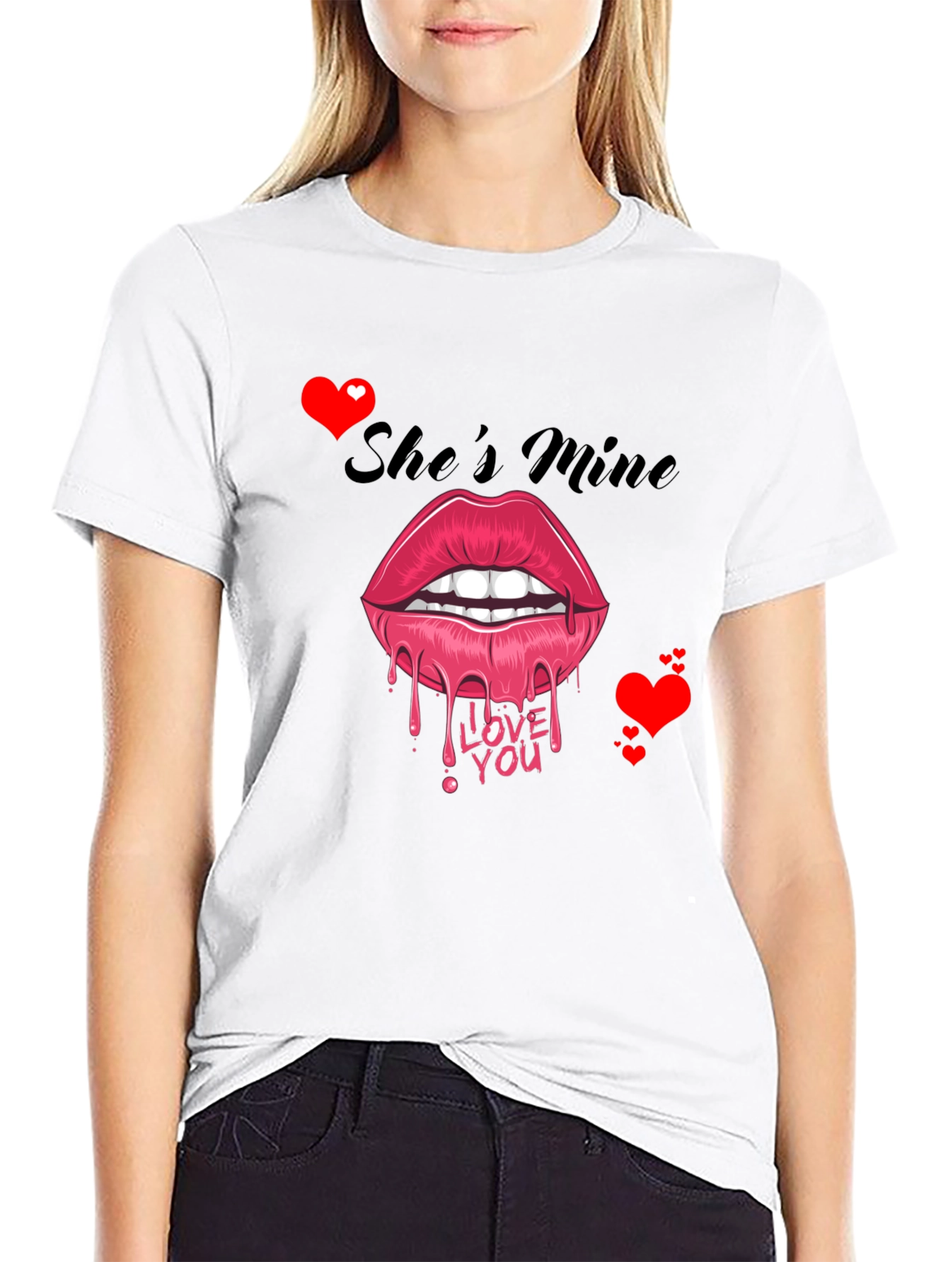 Shes Mine Lips Graphic Tee - Valentines Day Gift