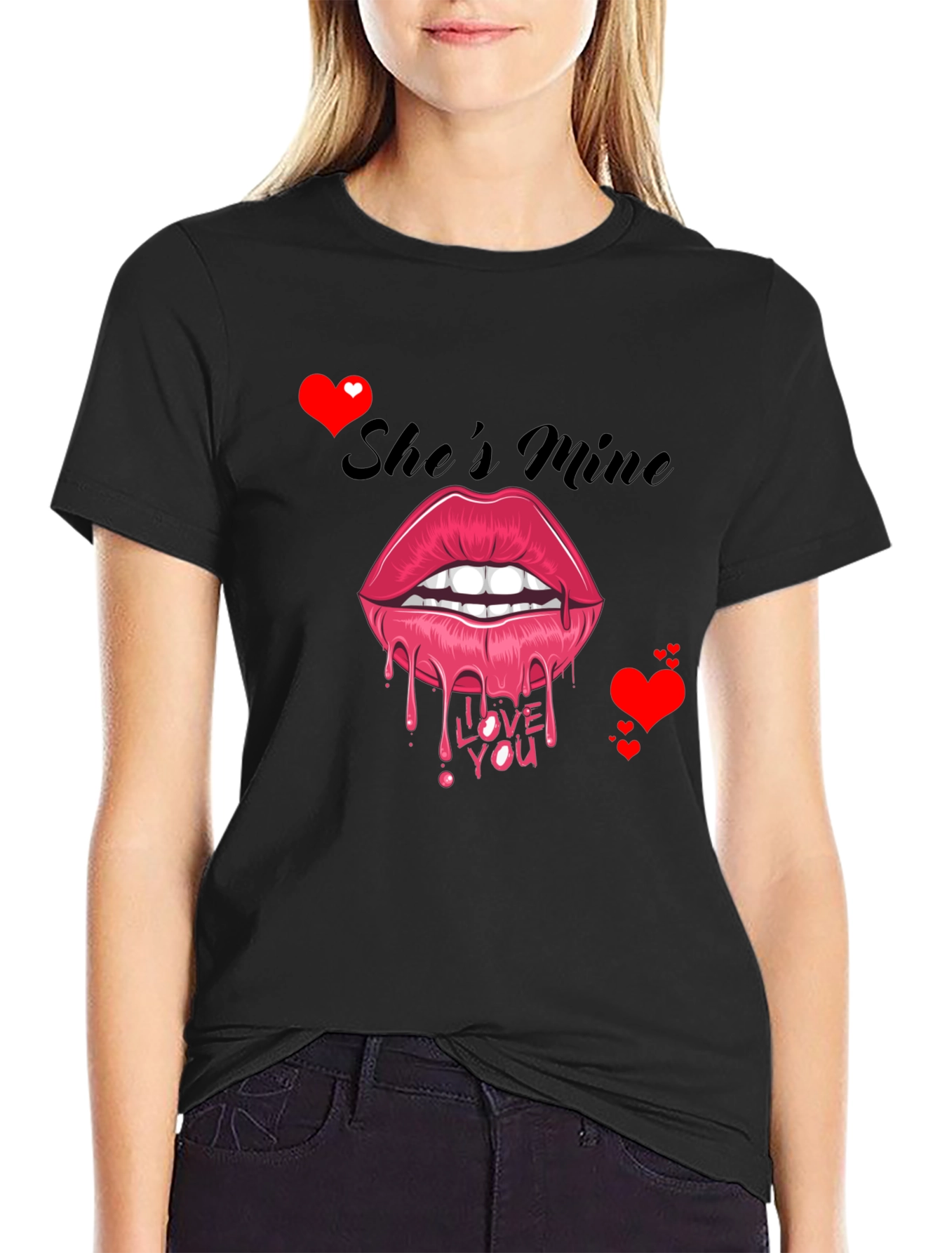 Shes Mine Lips Graphic Tee - Valentines Day Gift