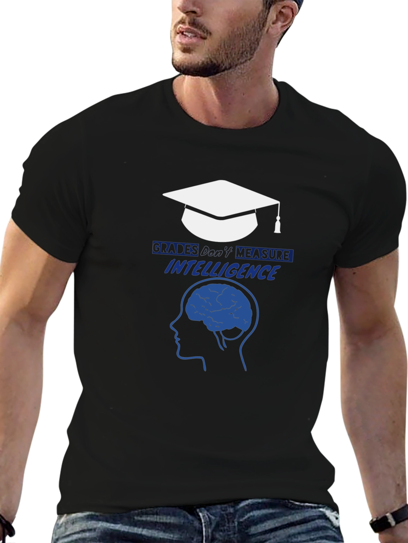 Intelligence T-Shirt - Graduation Cap & Brain Design