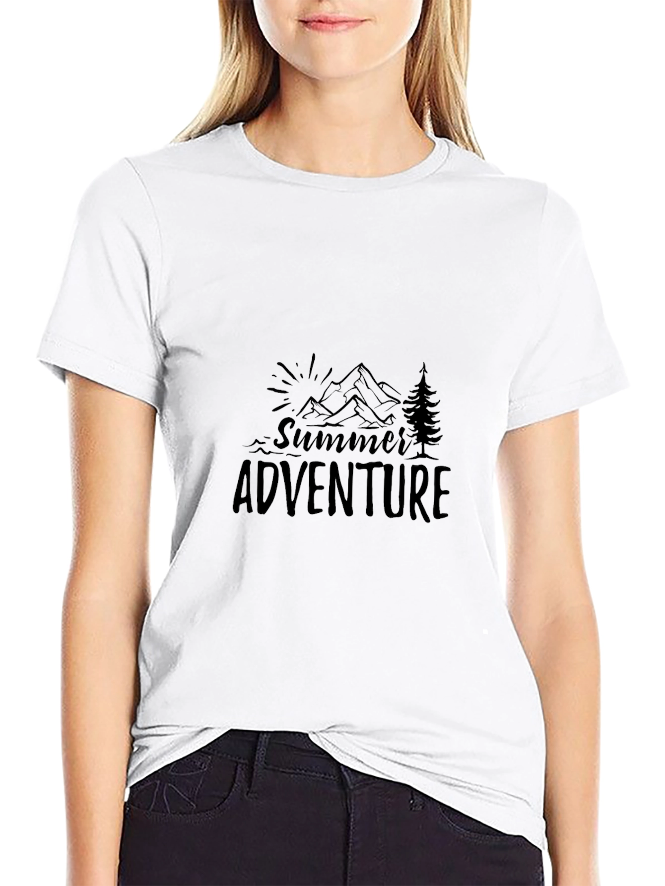 Summer Adventure Graphic Tee - Black Cotton Blend