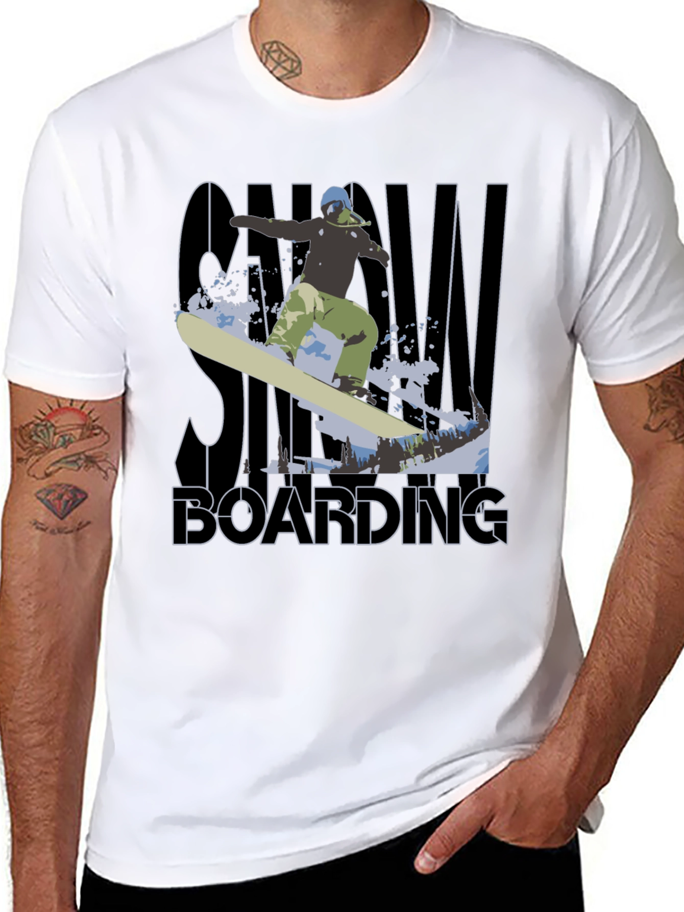 Snowboarding Graphic Tee - Black Cotton T-Shirt