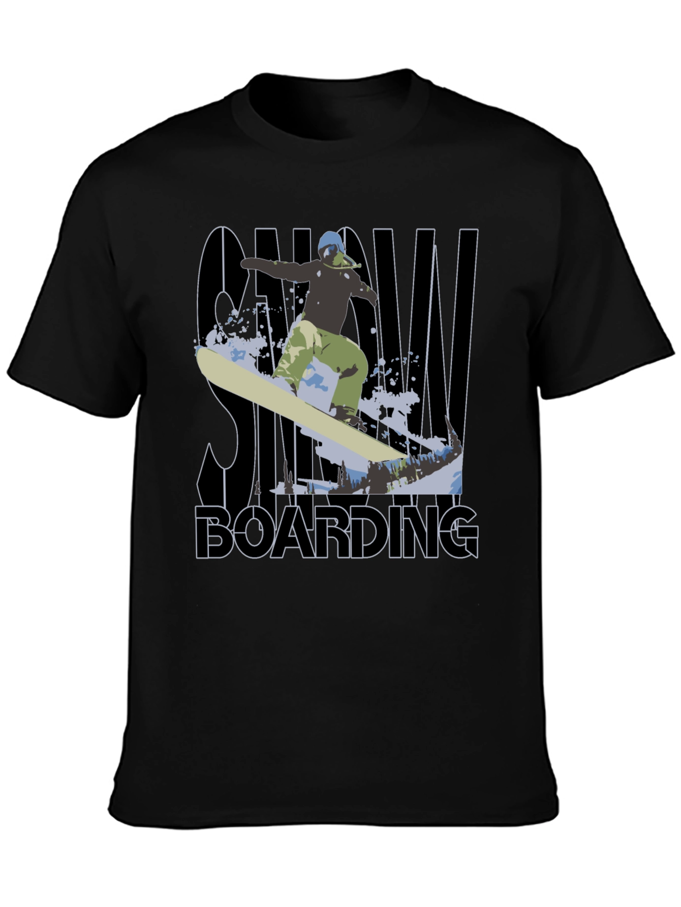 Snowboarding Graphic Tee - Black Cotton T-Shirt