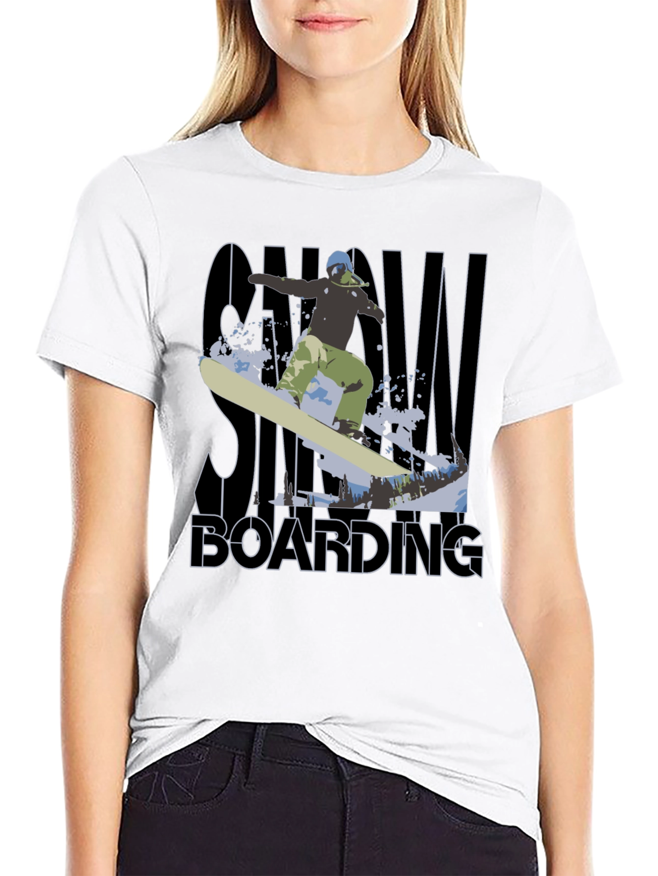 Snowboarding Graphic Tee - Black Cotton T-Shirt