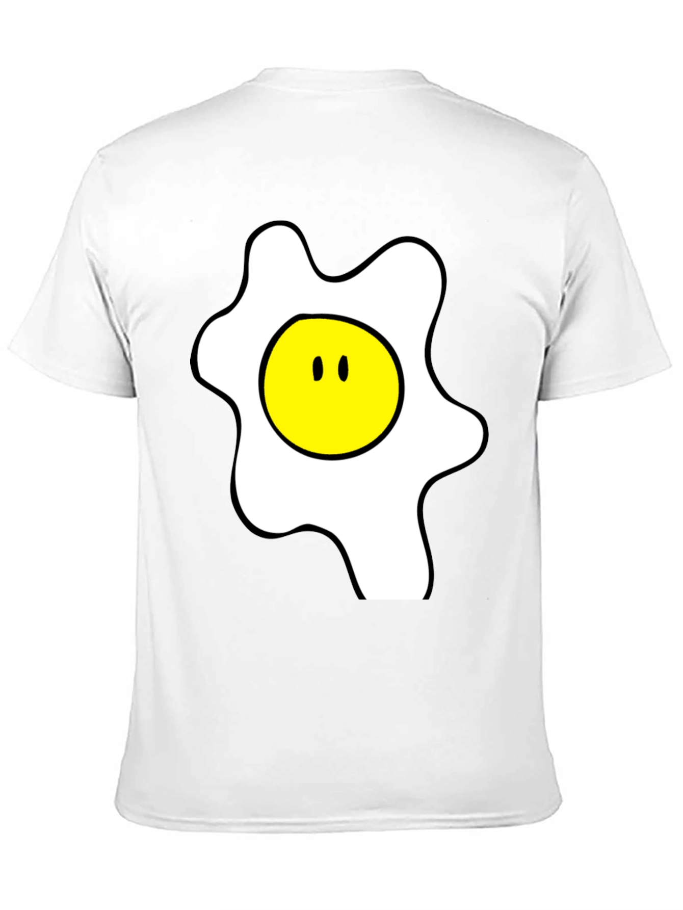 Funny Cartoon Fried Egg Graphic Black T-Shirt