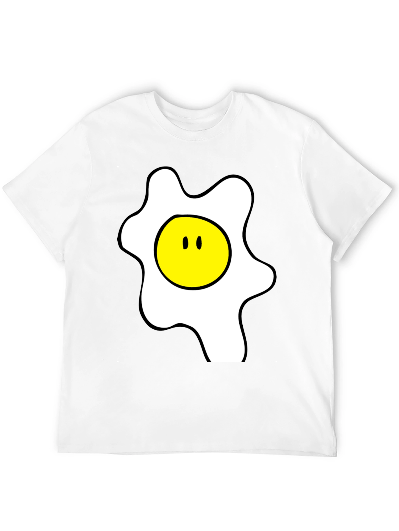 Funny Cartoon Fried Egg Graphic Black T-Shirt